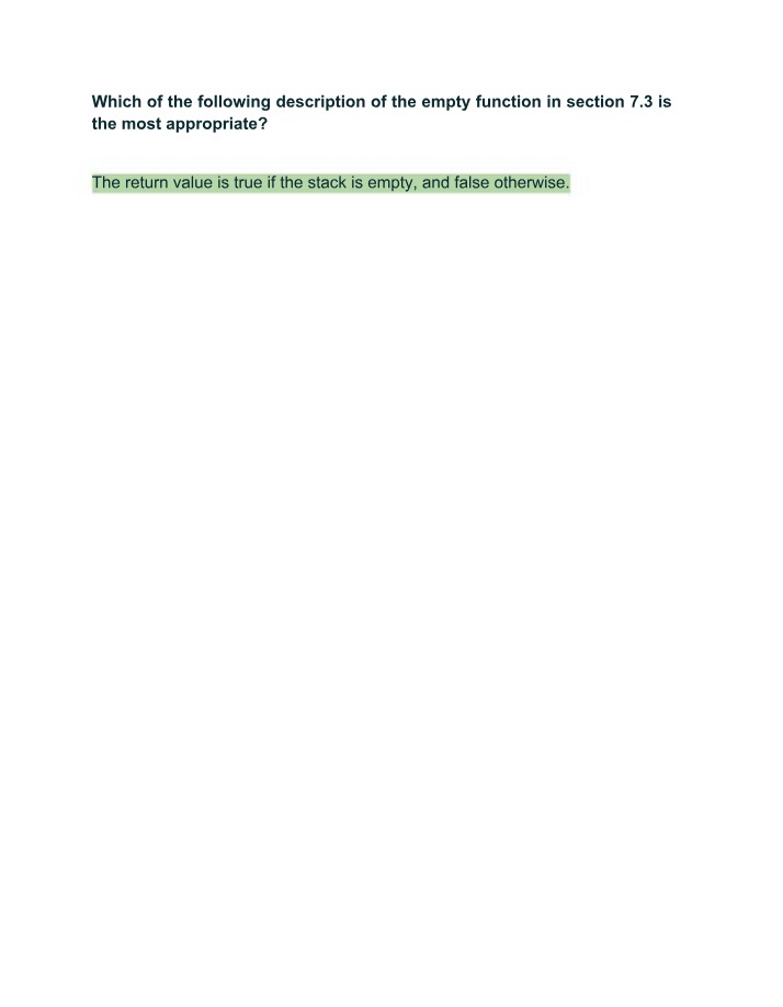 The Empty Function in Section 7.3