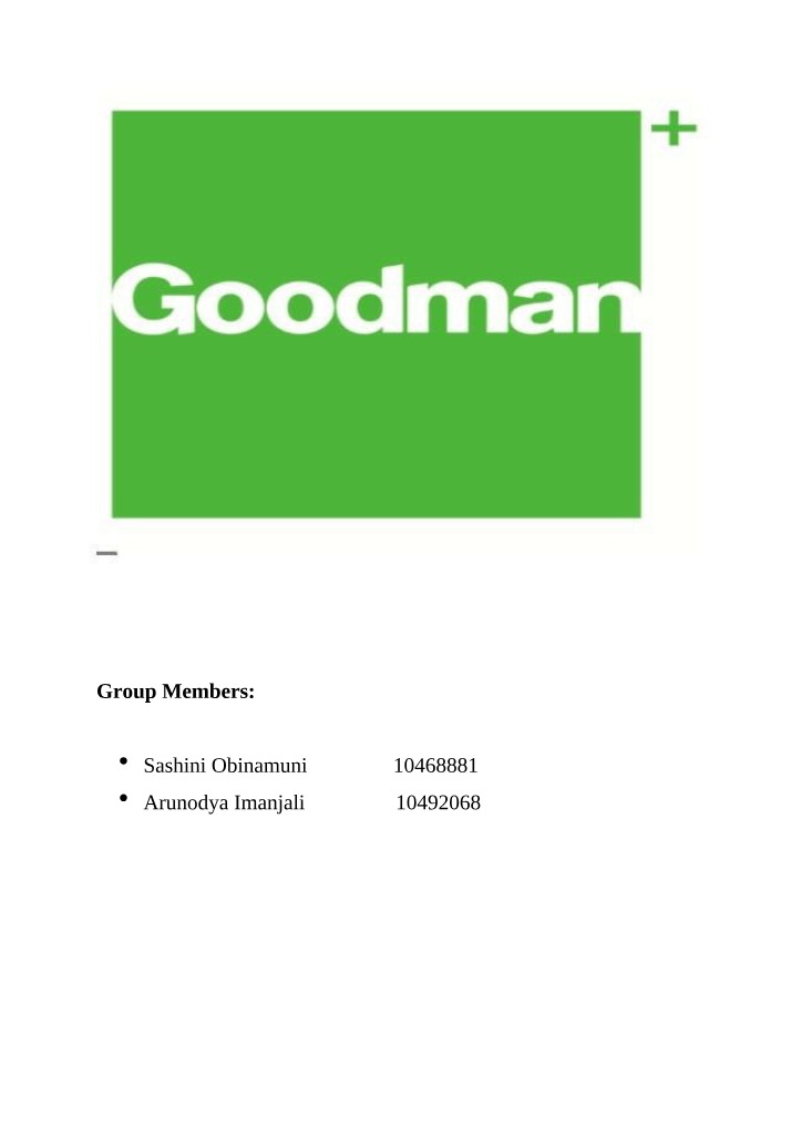 Report on the Goodman Company