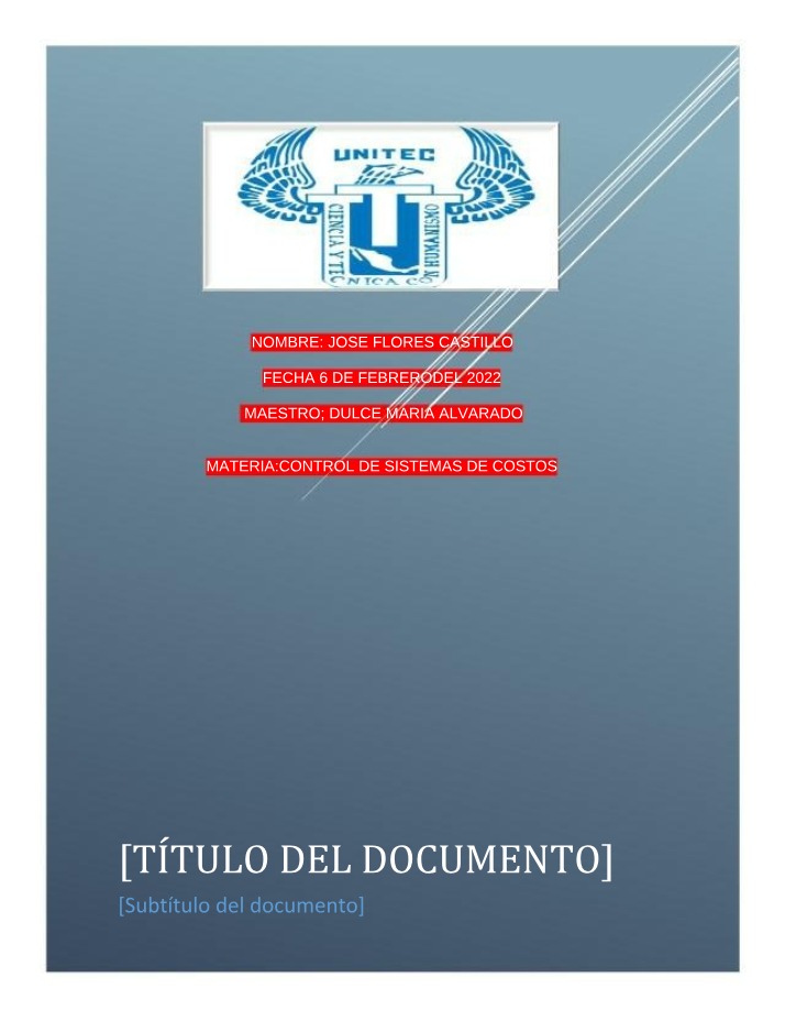 Control de Sistemas de Costos en UNITEC
