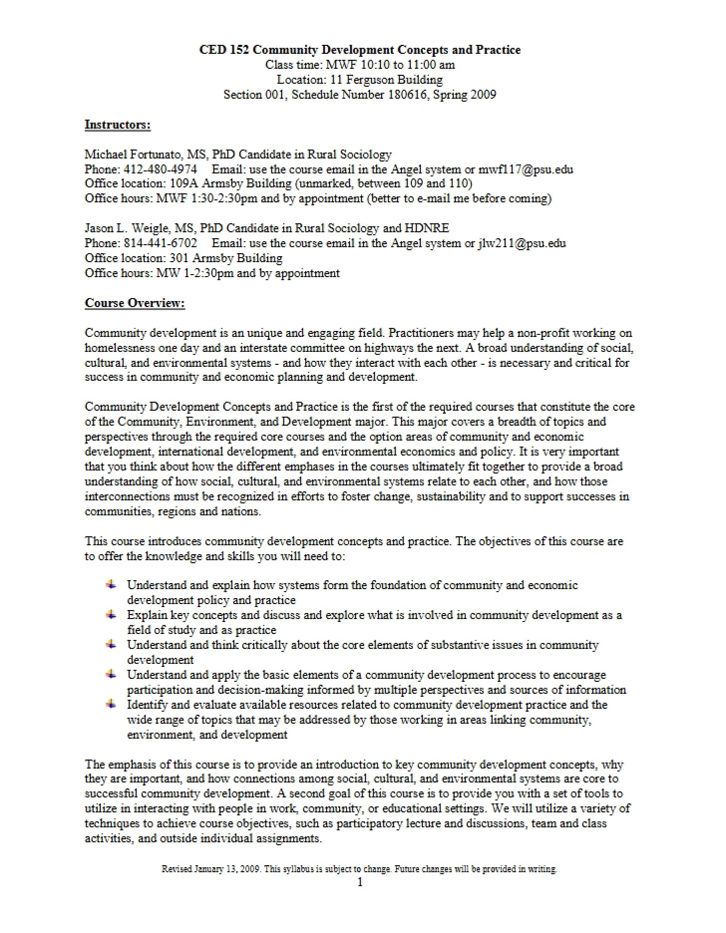 Concepts & Practice in Community Development