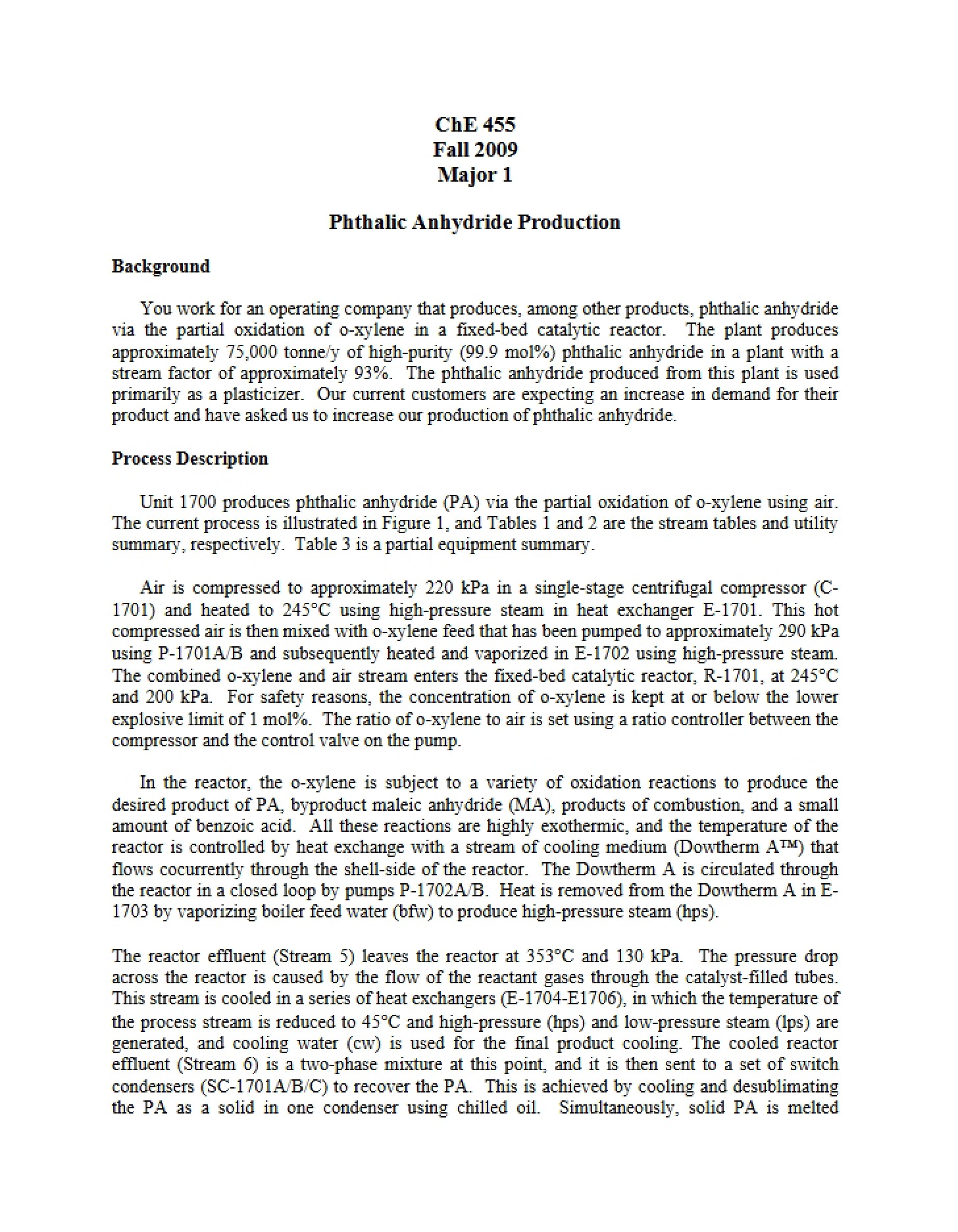 Phthalic Anhydride Manufacturing