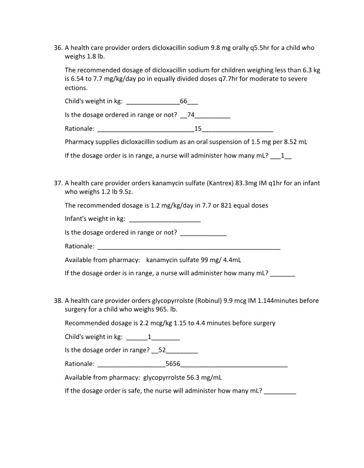 Dosage Orders for Dicloxacillin Sodium