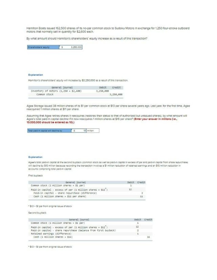 Accounting Problems - Comprehensive Income and Shareholders Equity