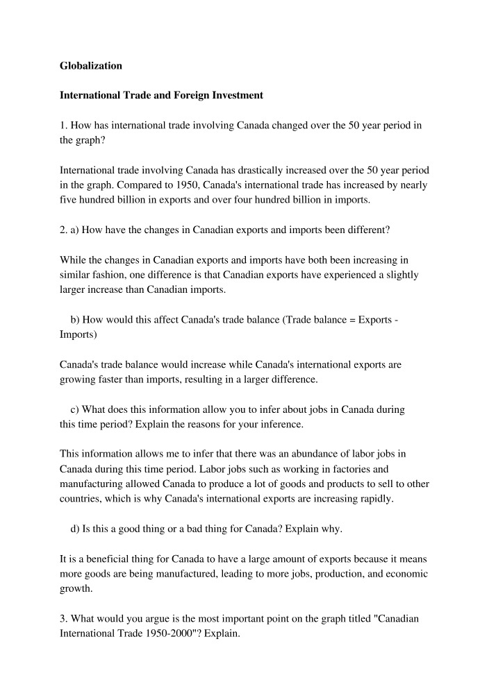 Growth of International Trade Involving Canada