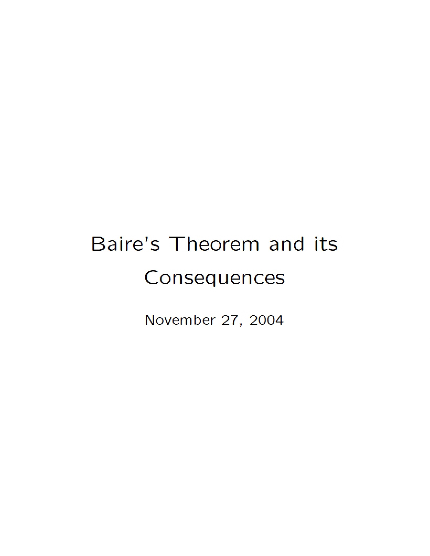 Consequences of Baire's Theorem