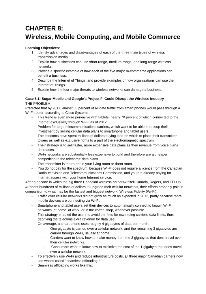 Wireless, Mobile Computing, and Commerce - Chapter 8