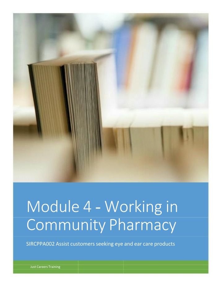 Working in Community Pharmacy - Module 4