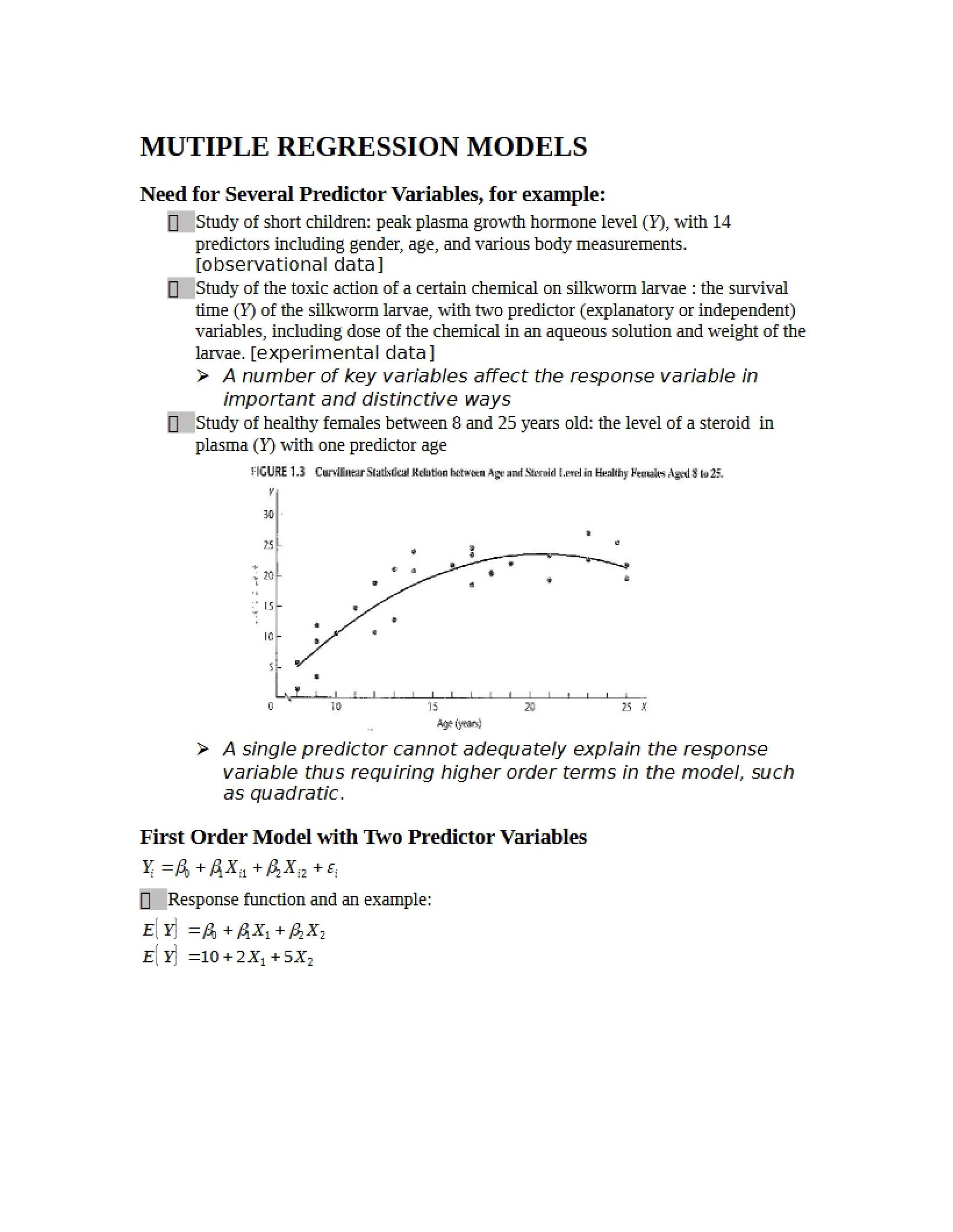 Models for Multiple Regression