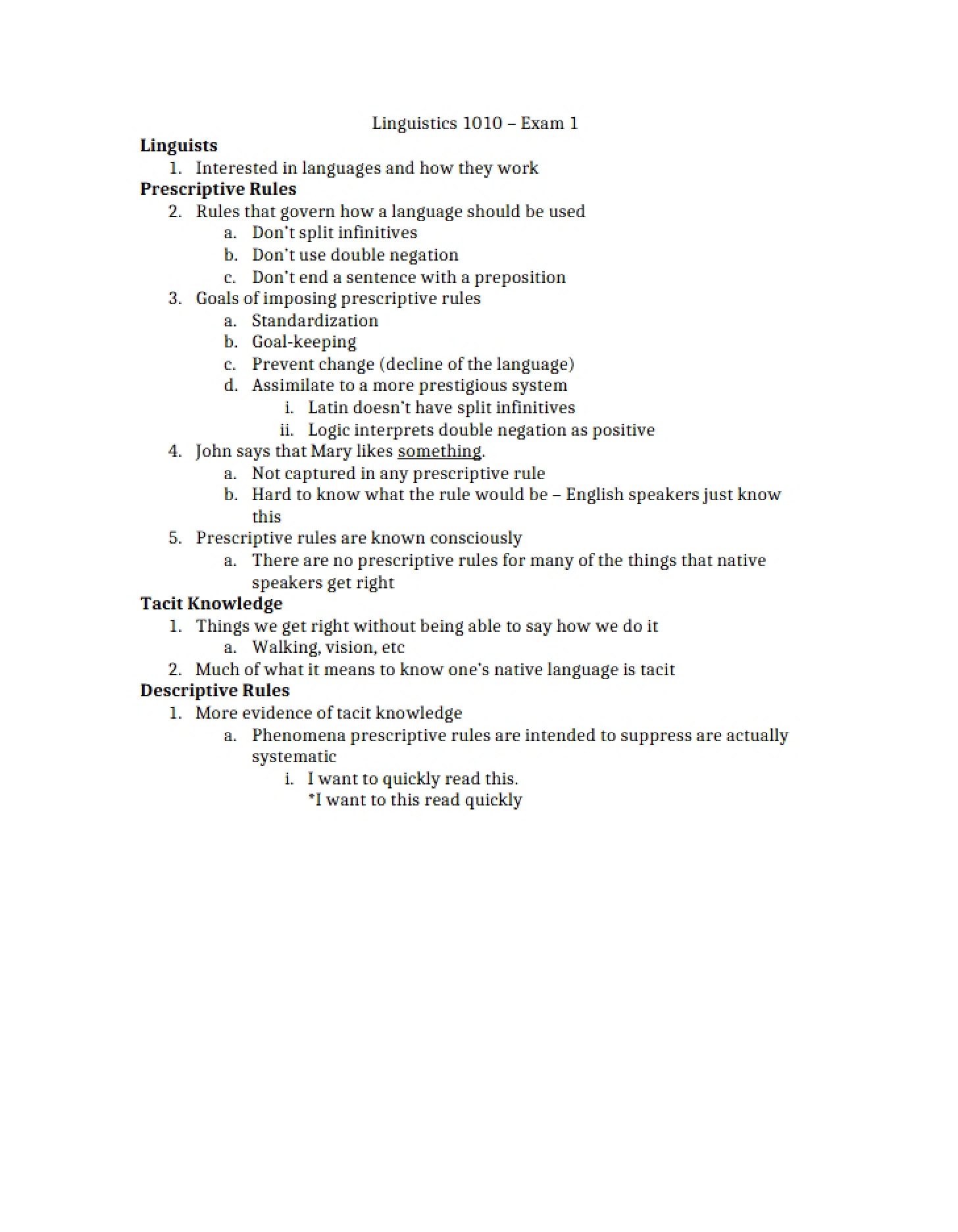 Exam One