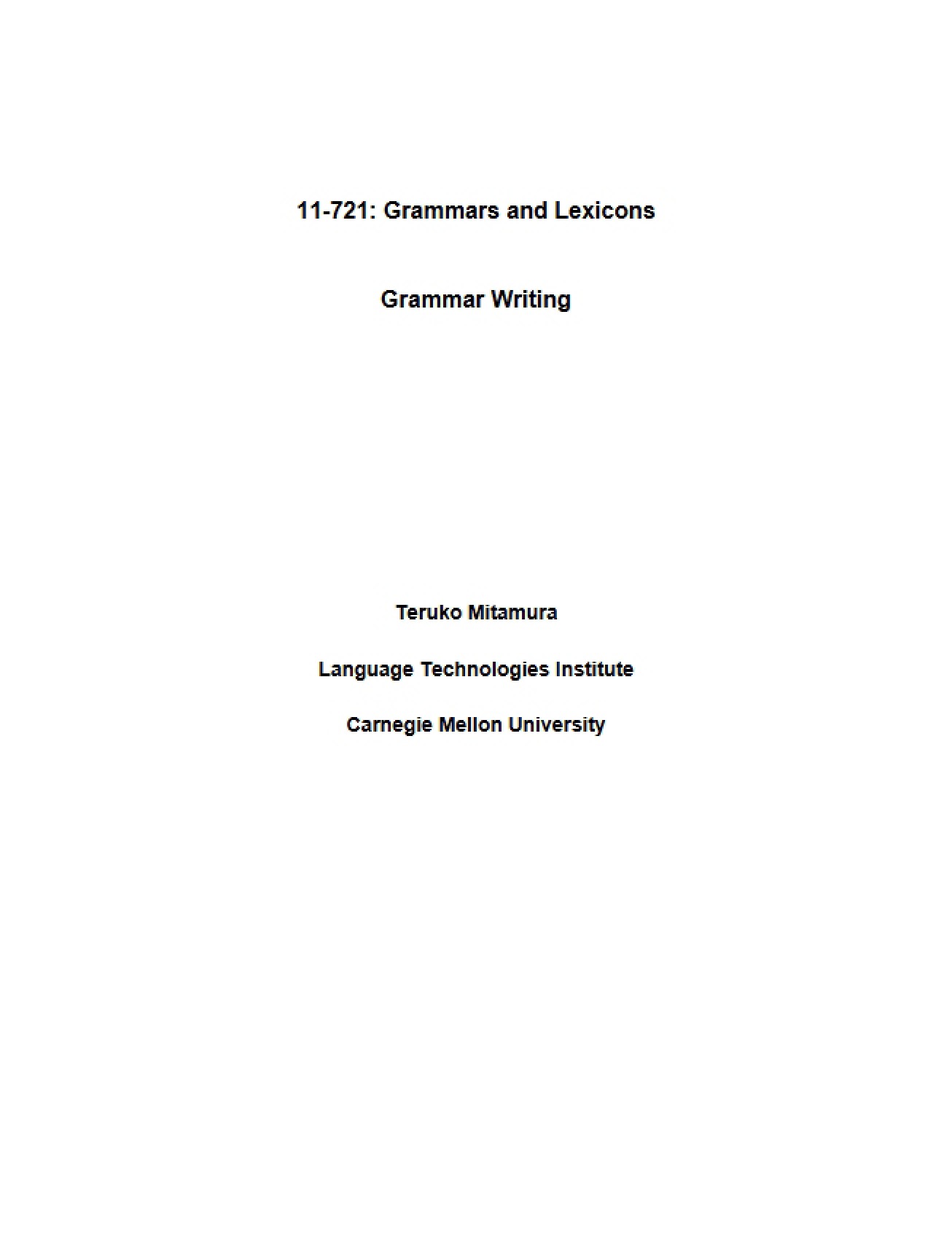 Writing Grammars Guide