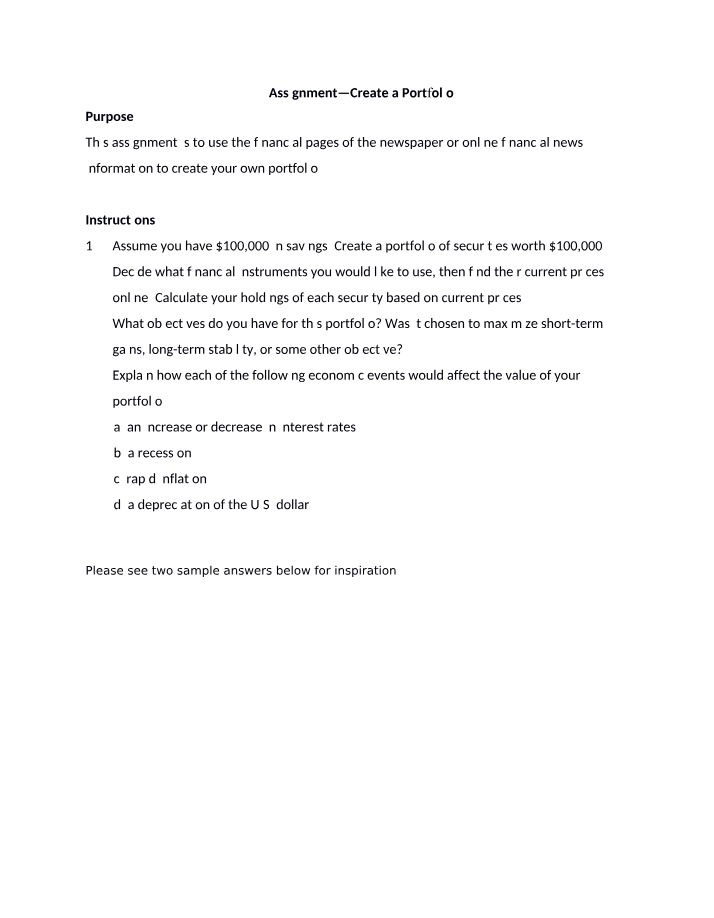 Article 4 - Creating a Portfolio