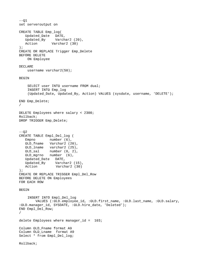 Employee Data Management - Logs, Triggers, Tables, and Packages