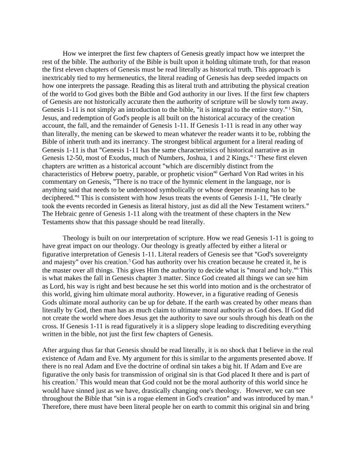 Impact of a Literal Reading of Genesis on Biblical Authority