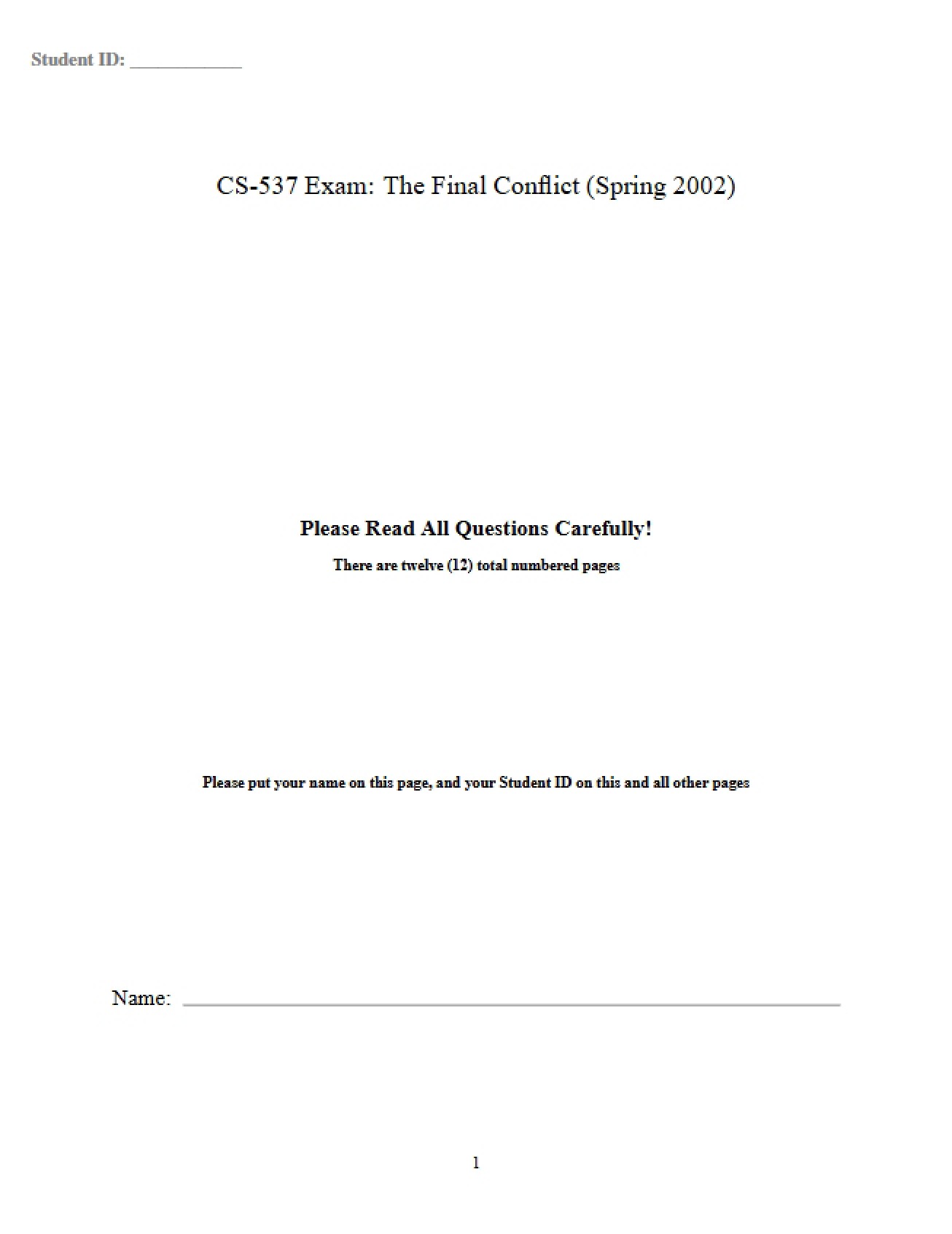 Final Course Examination