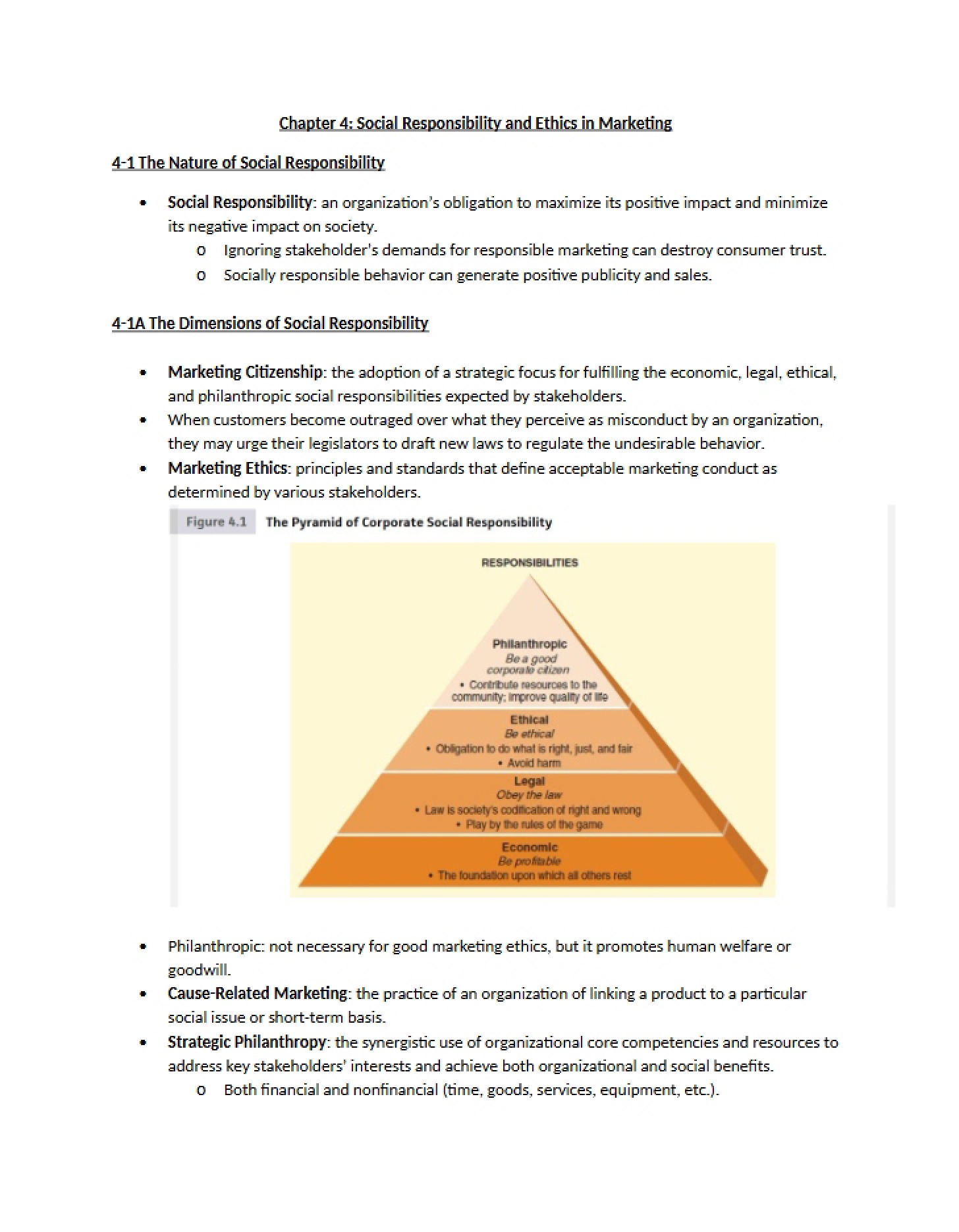 Ethics and Social Responsibility in Marketing (Chapter 4)