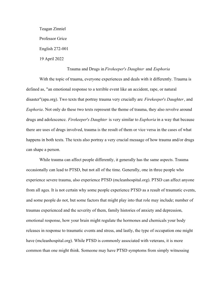 Trauma and Drugs in Euphoria and Firekeeper's Daughter