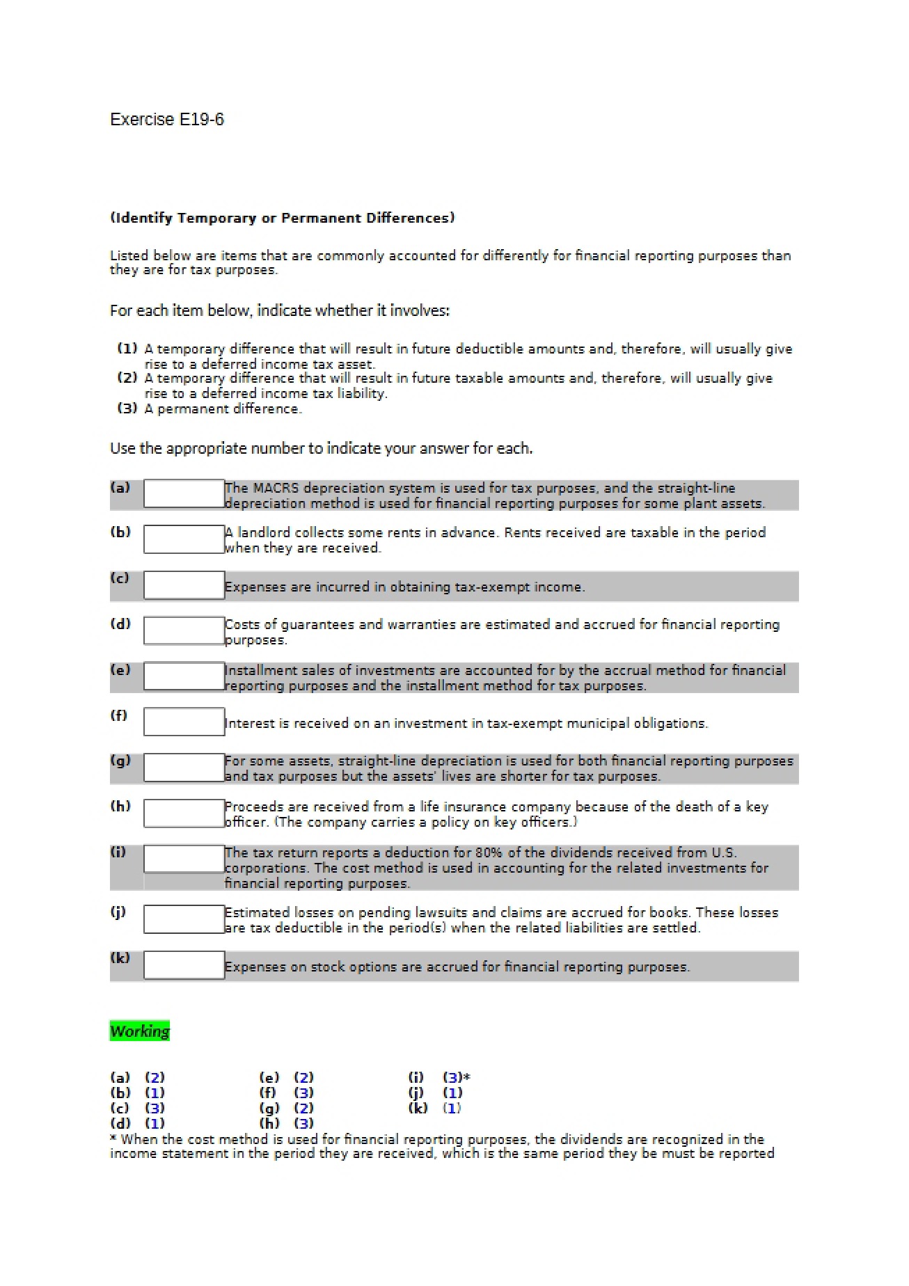 Exercise Set E19-6