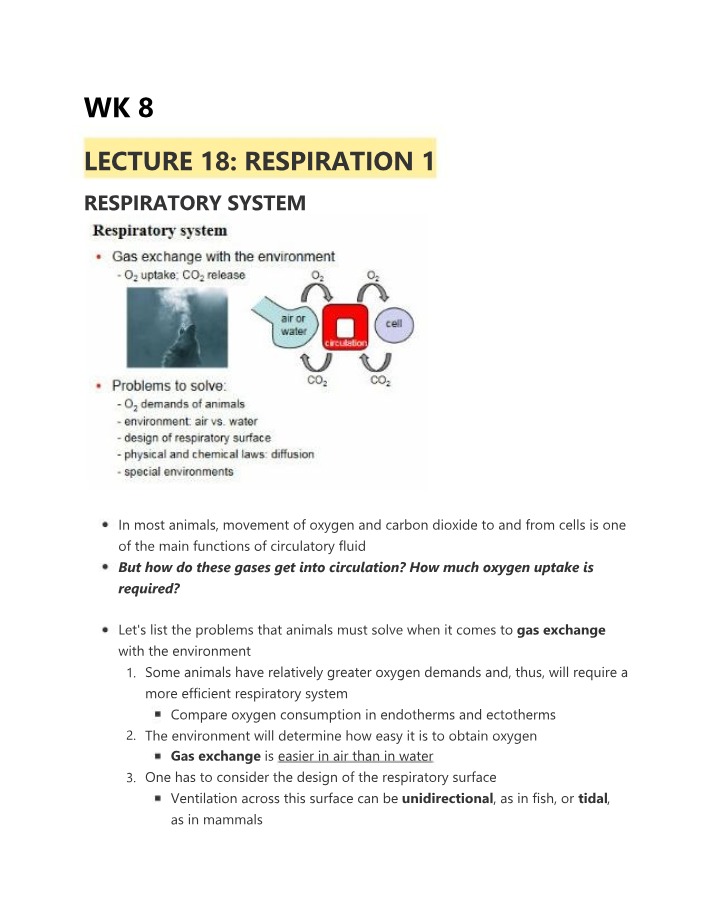 Respiration and Gas Exchange in Animals