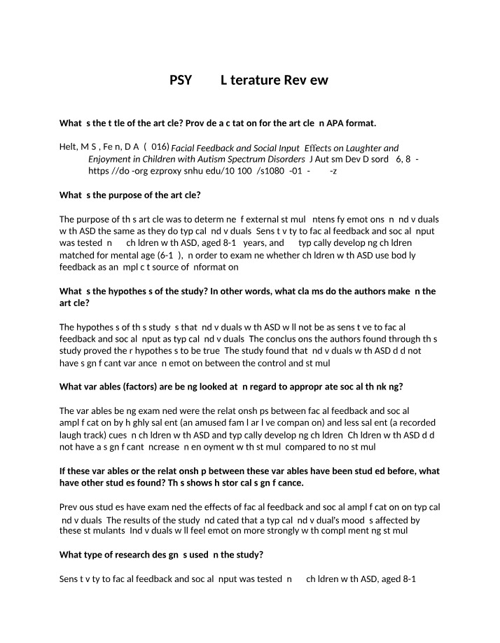 PSY 257 Literature Review 3