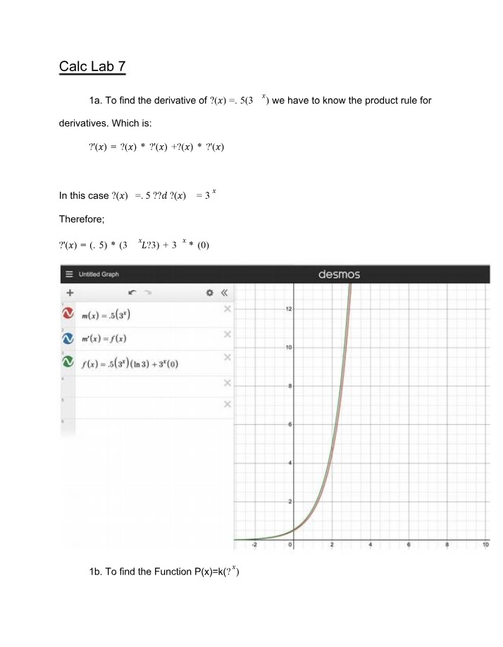 Calculus Lab 7 - Derivatives and Functions