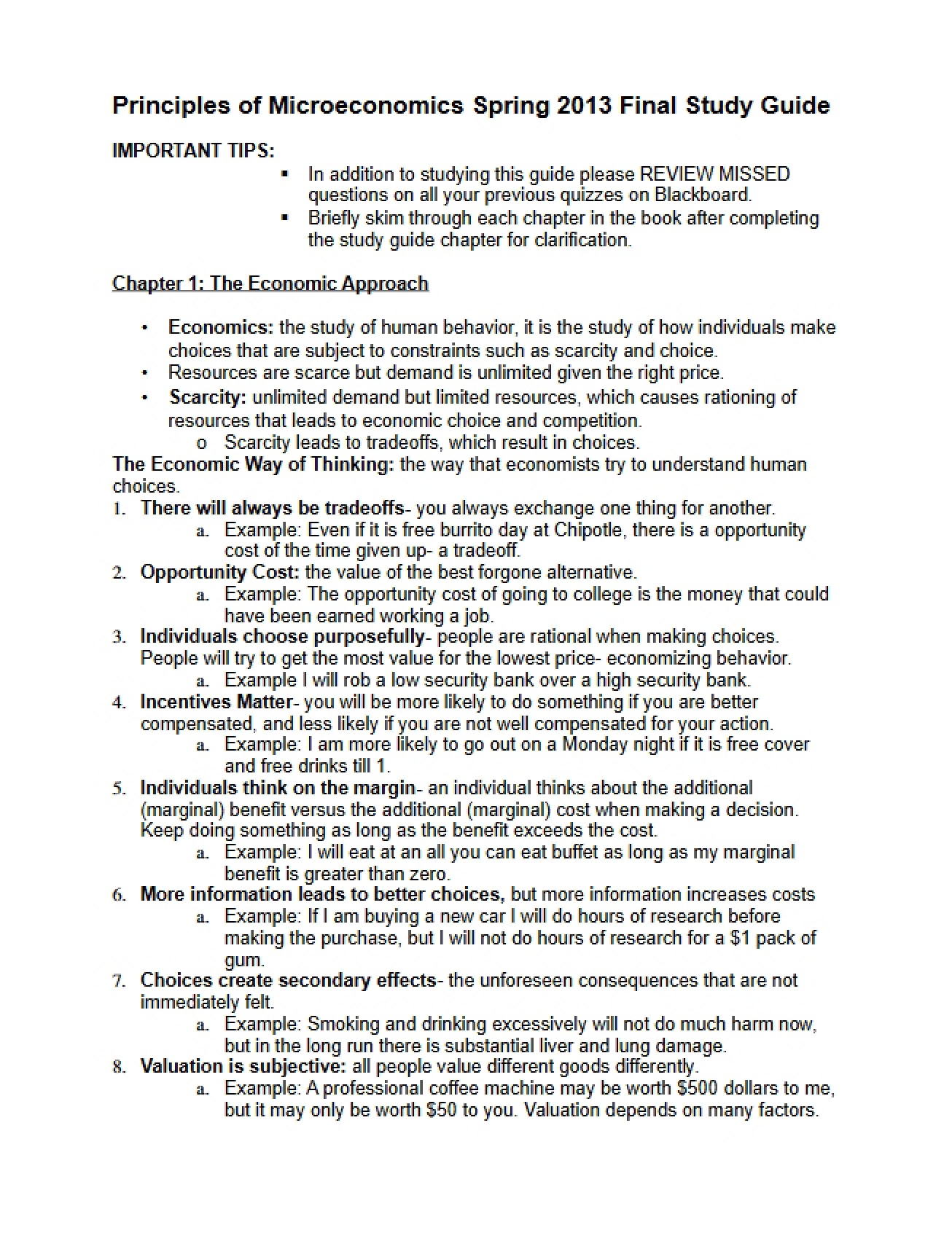 Microeconomics Final Preparation Guide