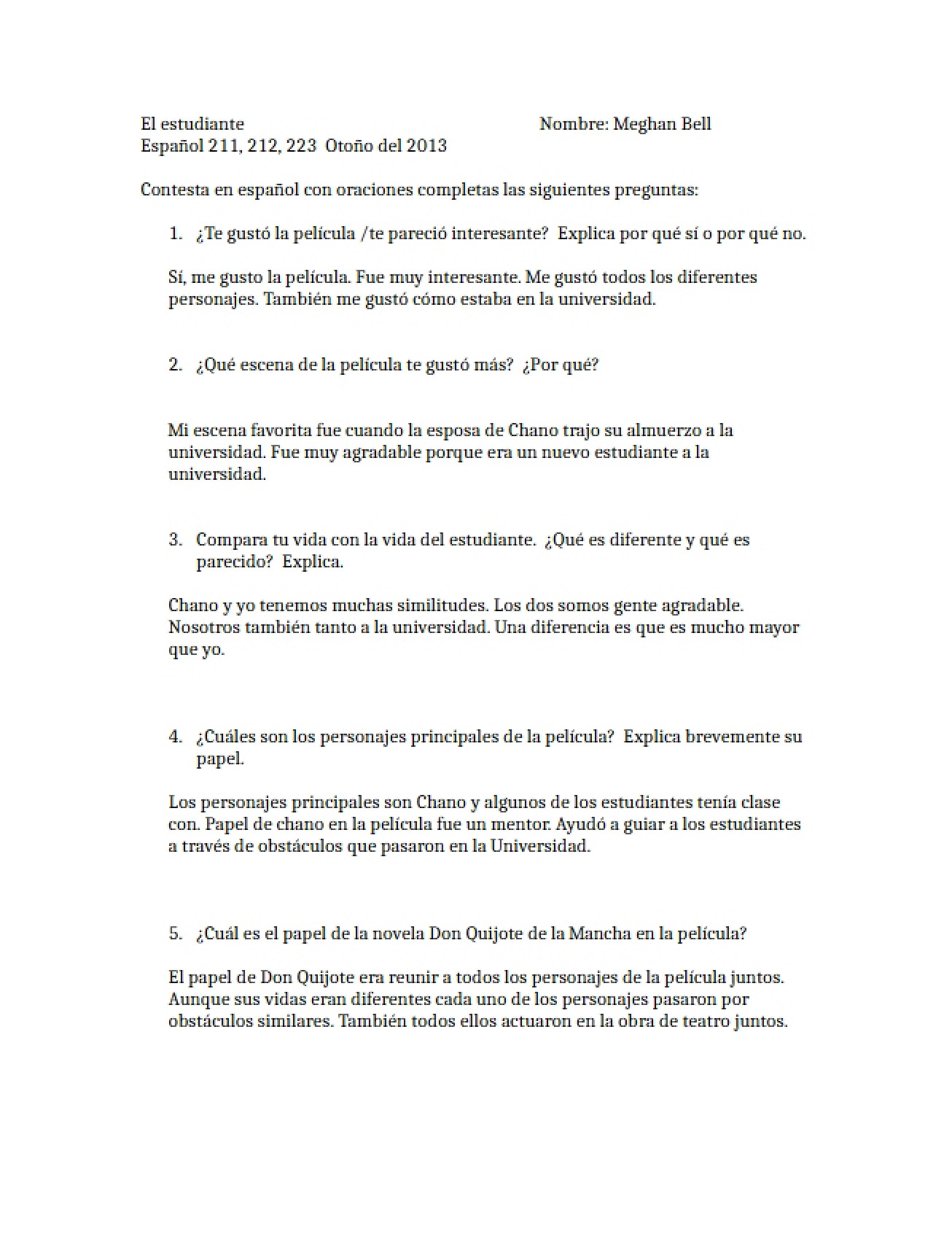 Homework Spanish Movie