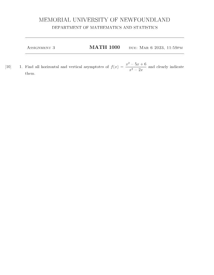 Calculus I Assignment 1