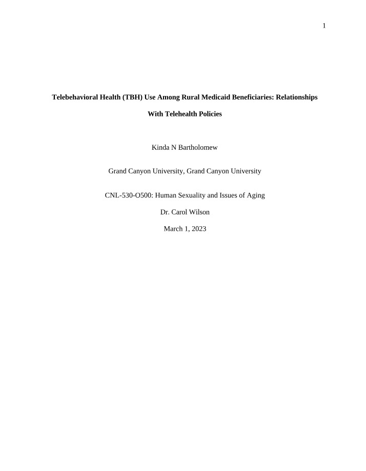 Telebehavioral Health Use in Rural Medicaid Populations