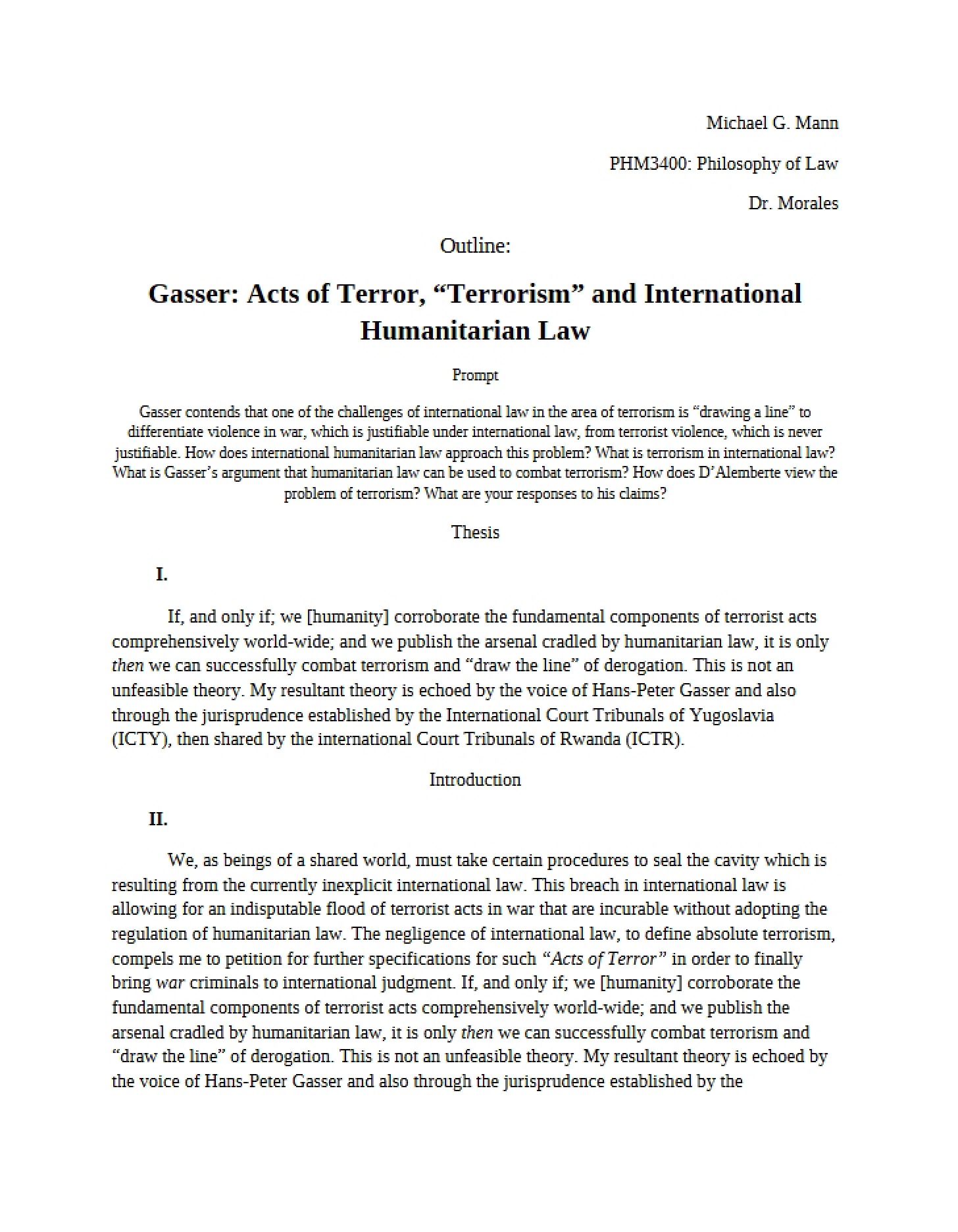 International Humanitarian Law and Terrorism Acts of Terror by Gasser