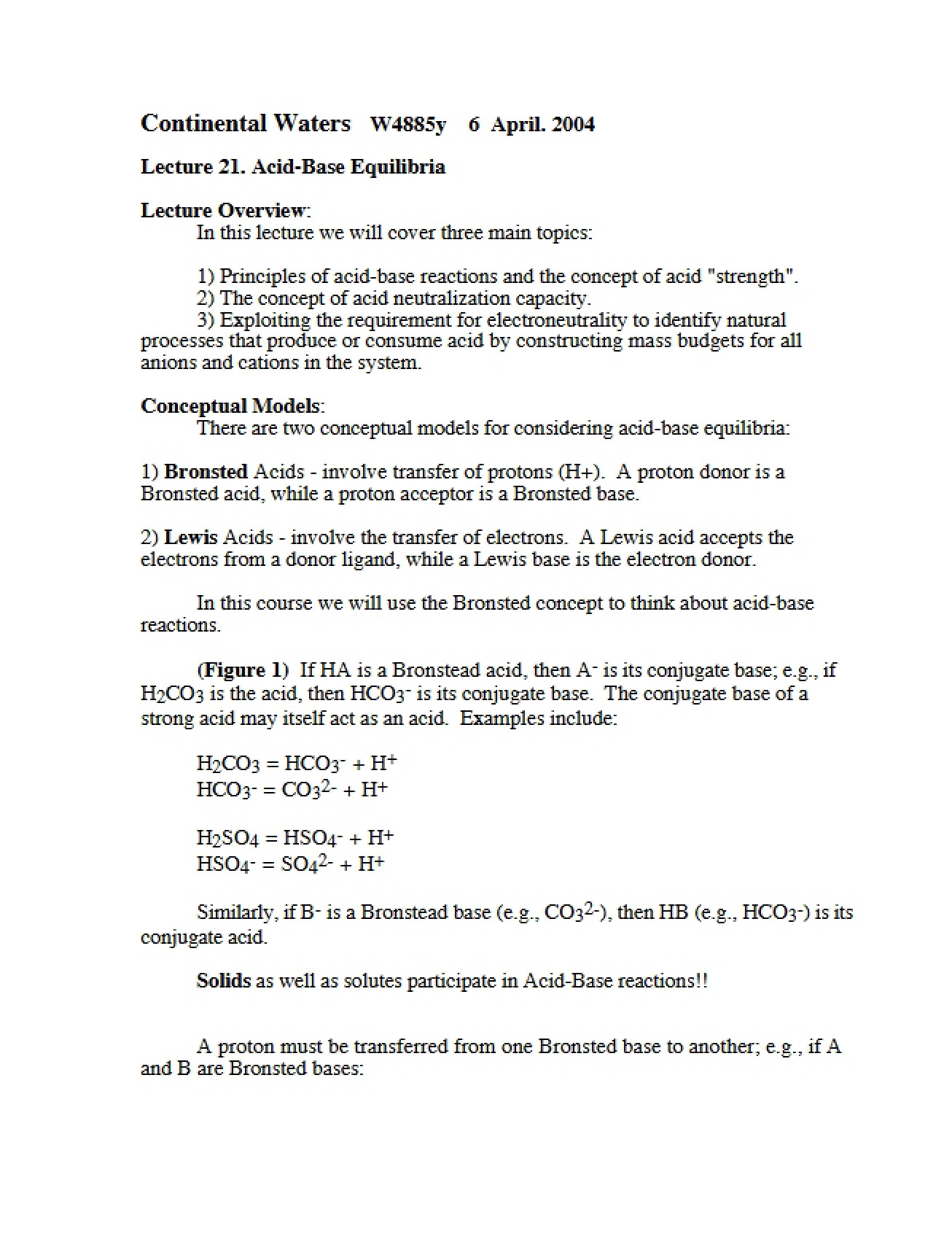 Acid-Base Equilibria