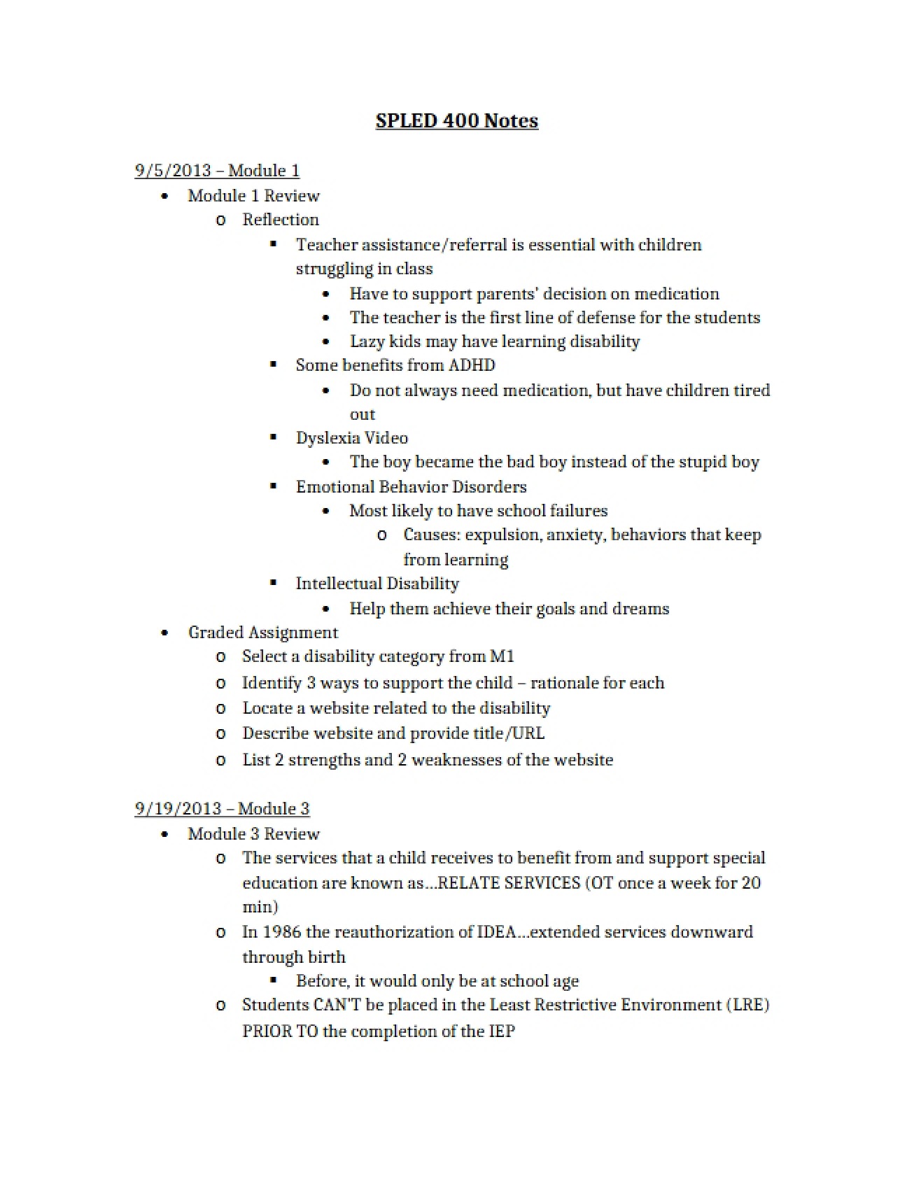 Special Ed Foundations Notes