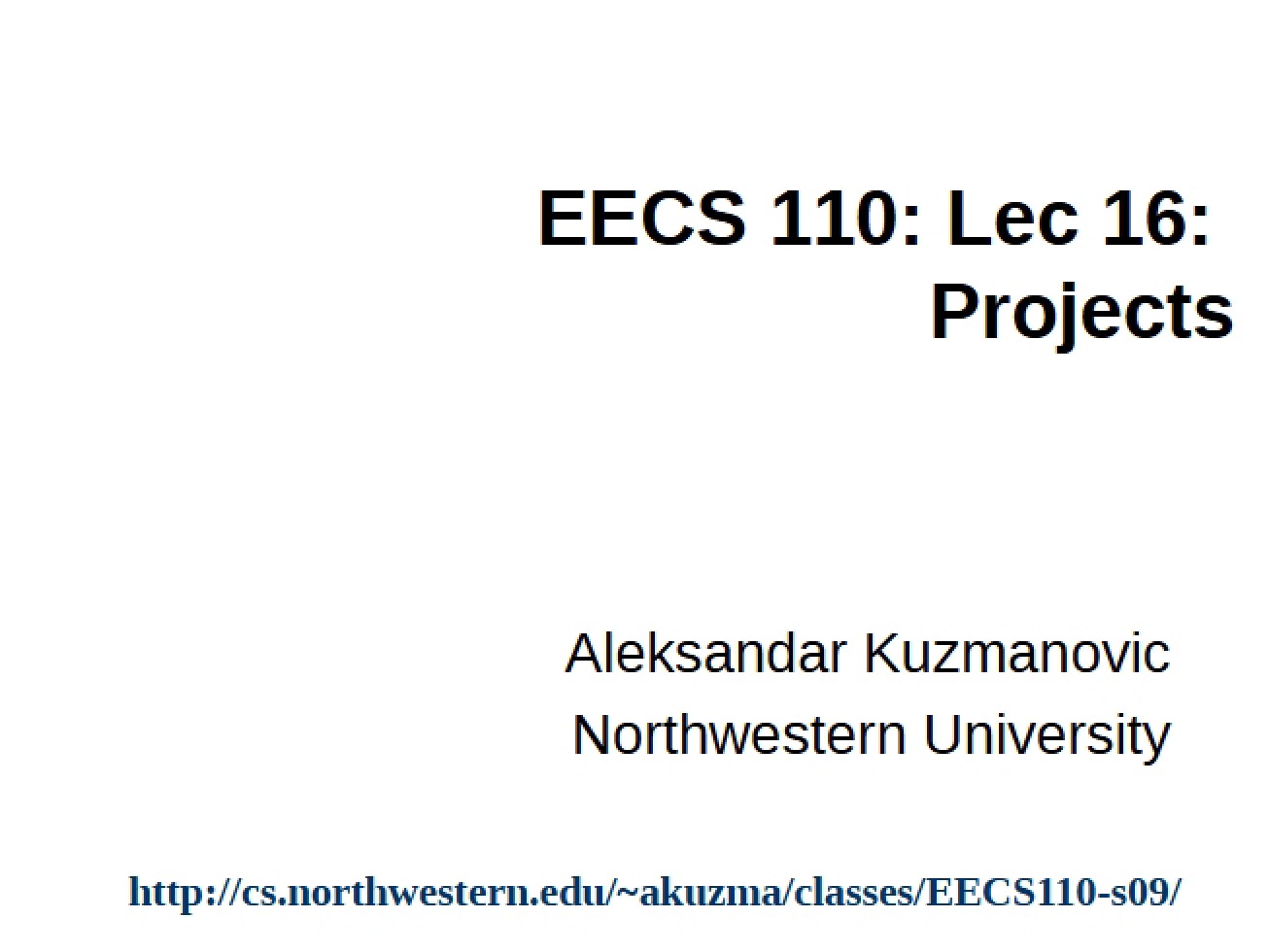 Lecture 16 Course Projects