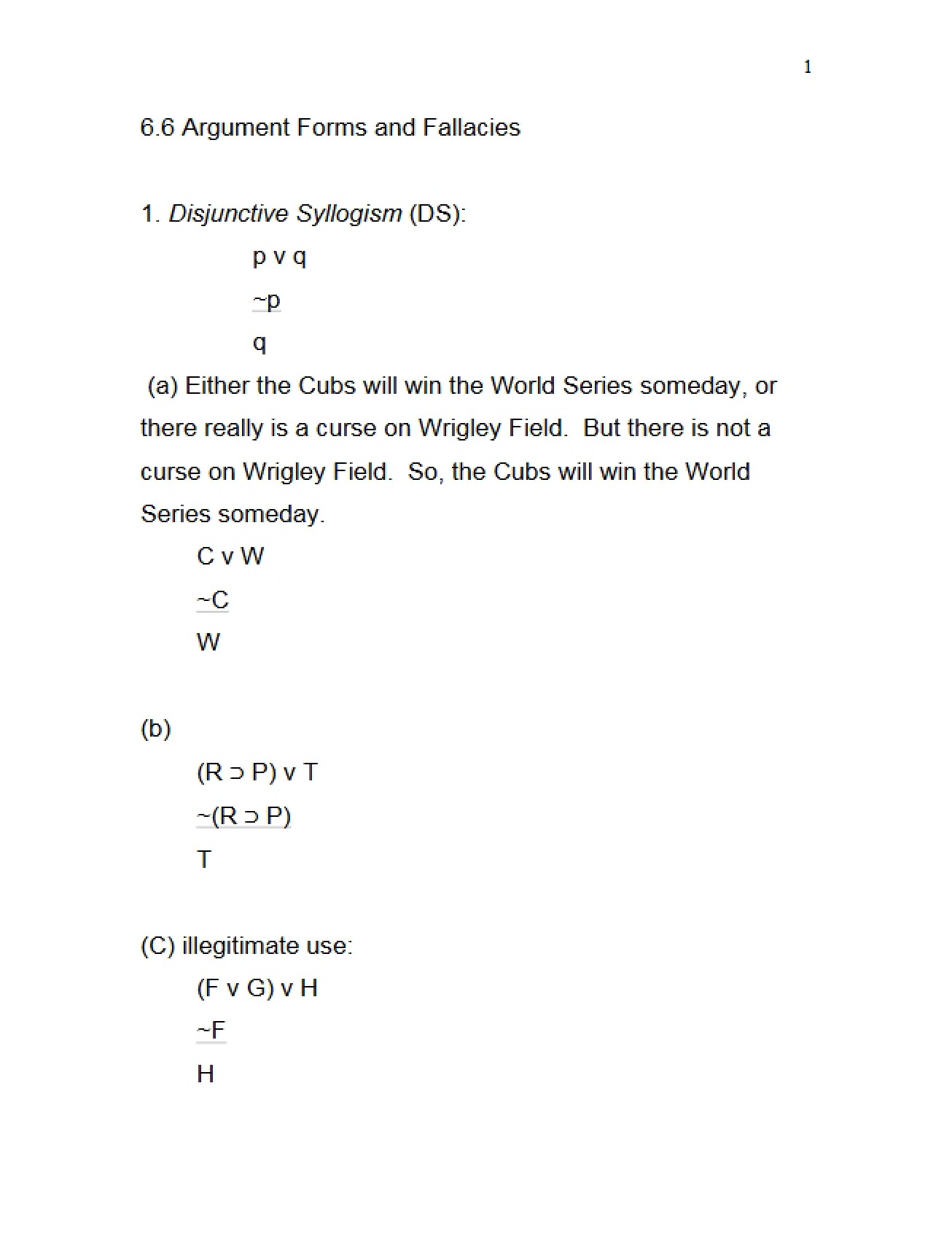 Fallacies and Argument Forms (6.6.1)