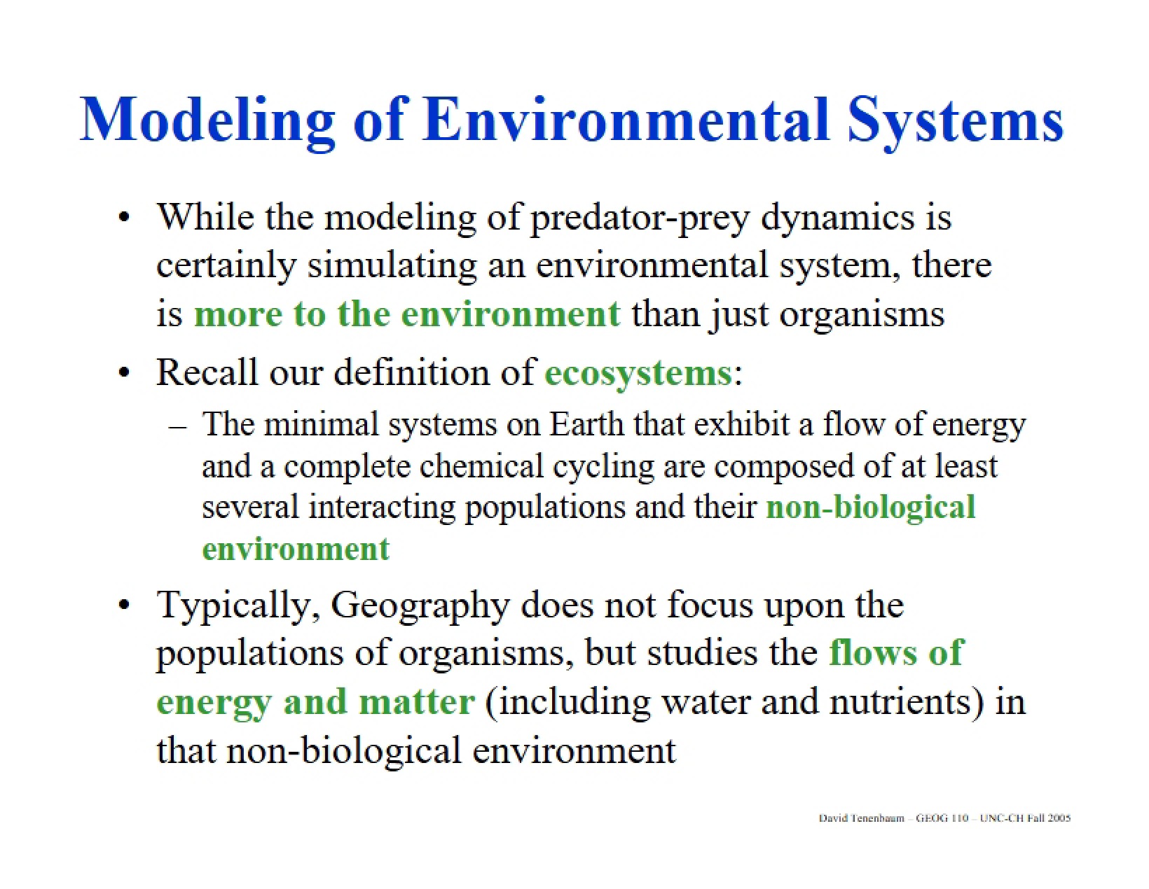 Environment Systems Models