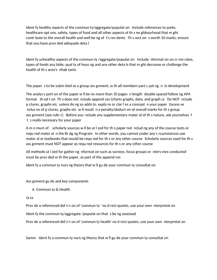 Downsview-Roding-CFB - Healthy and Unhealthy Aspects