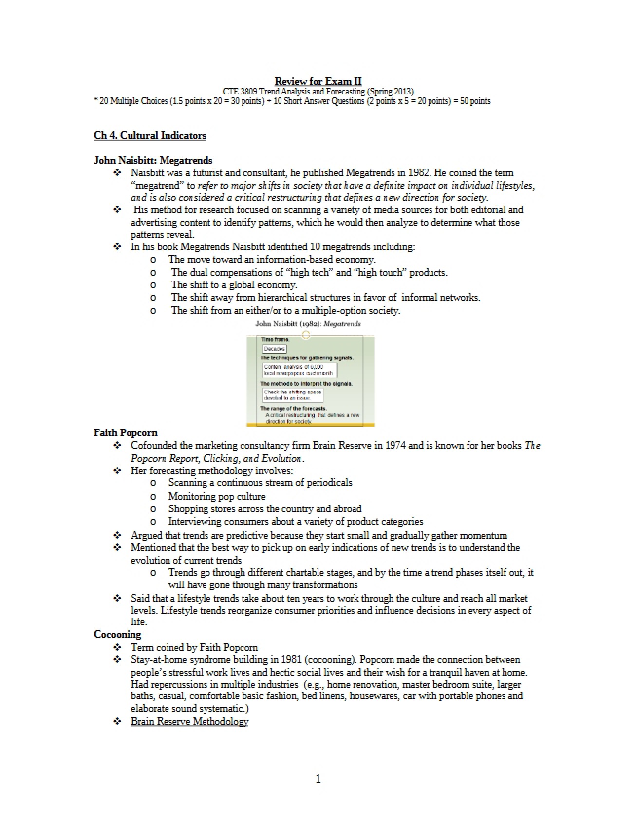 Materials for the Second Trend Analysis Exam