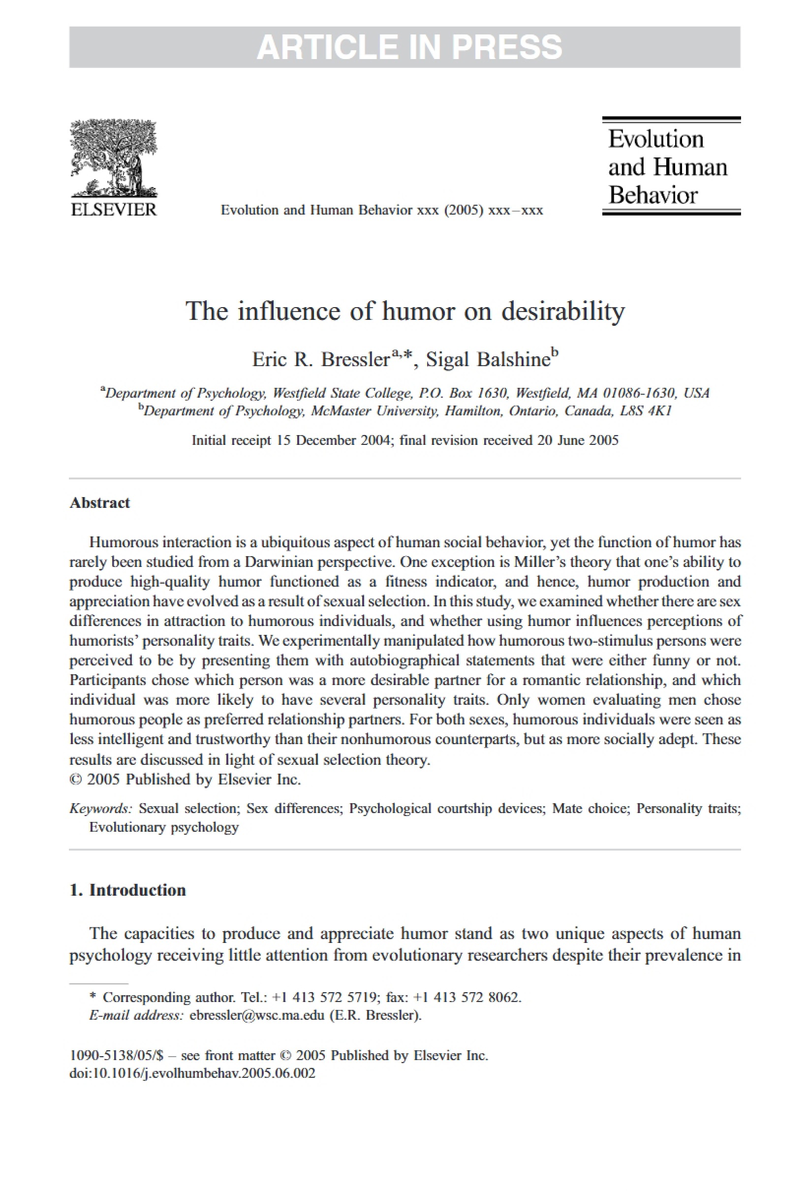 Humor's Effect on Desirability