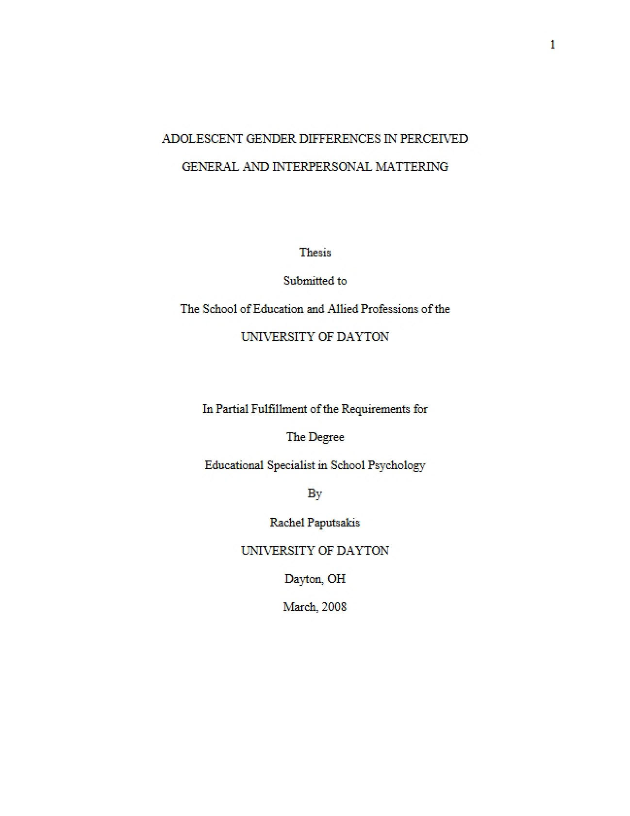 Interpersonal and General Mattering Concepts