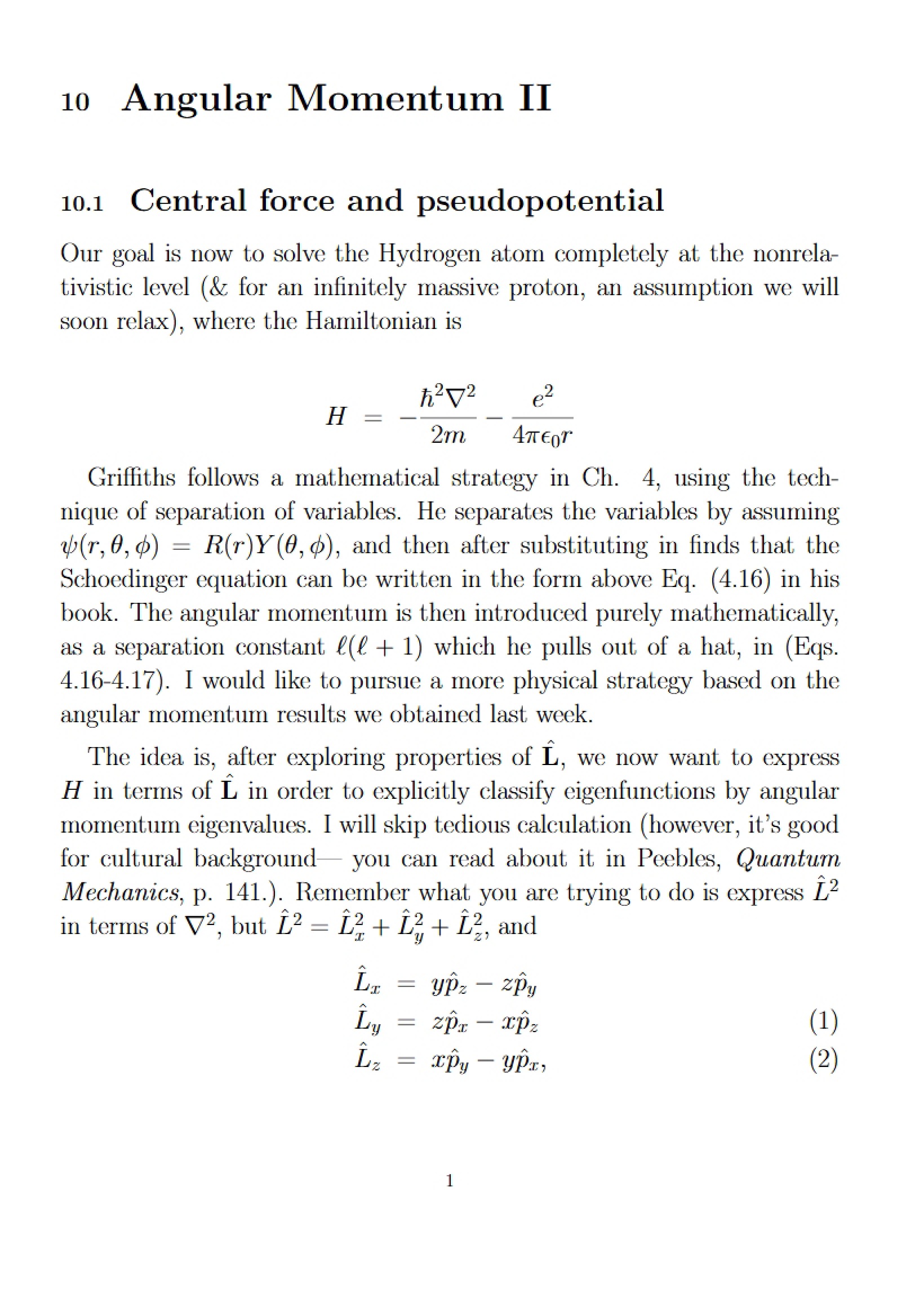 Angular Momentum Part Two