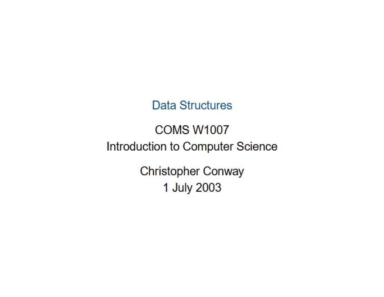 Structures of Data