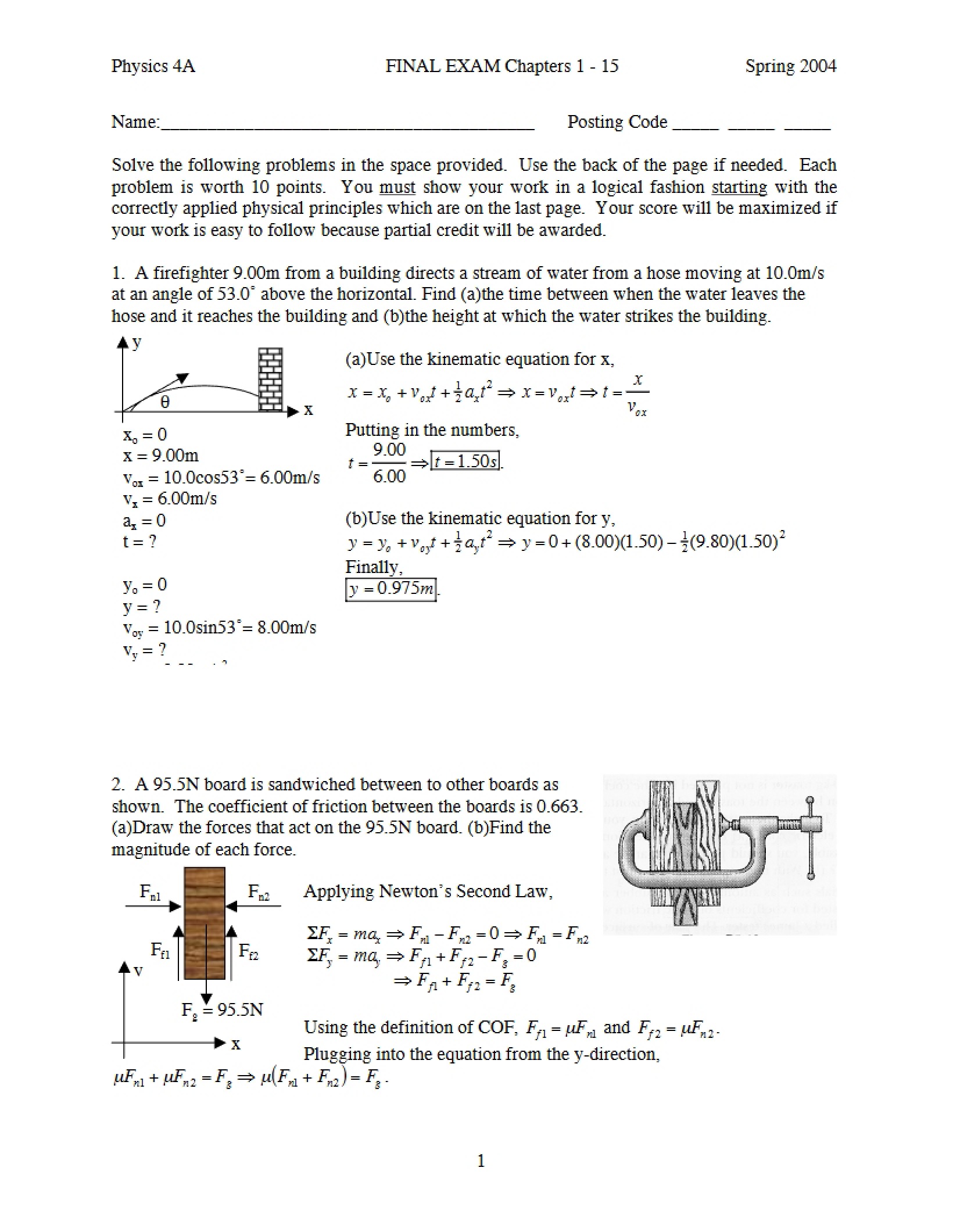 Final Assessment for Mechanics