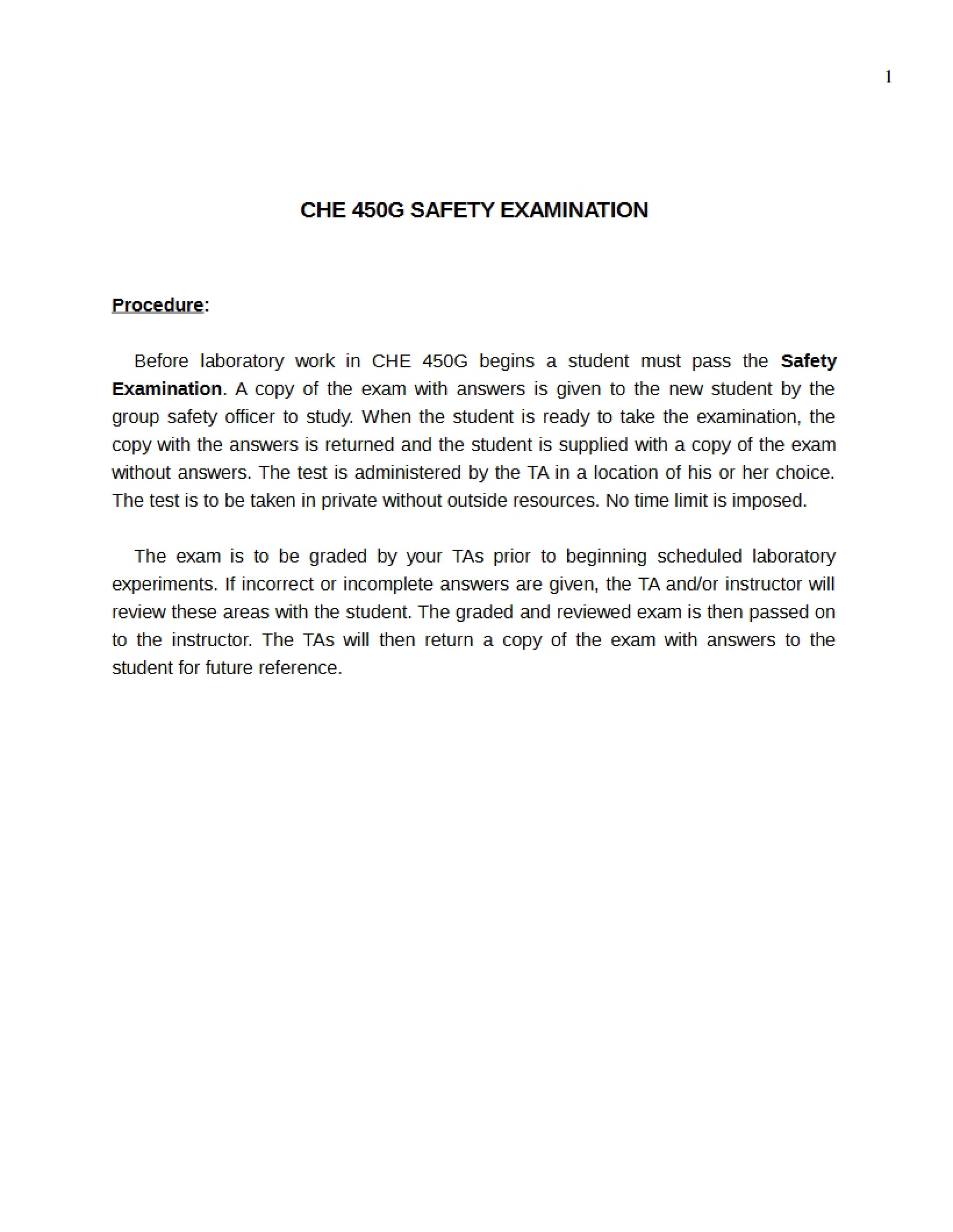 Examination on Safety