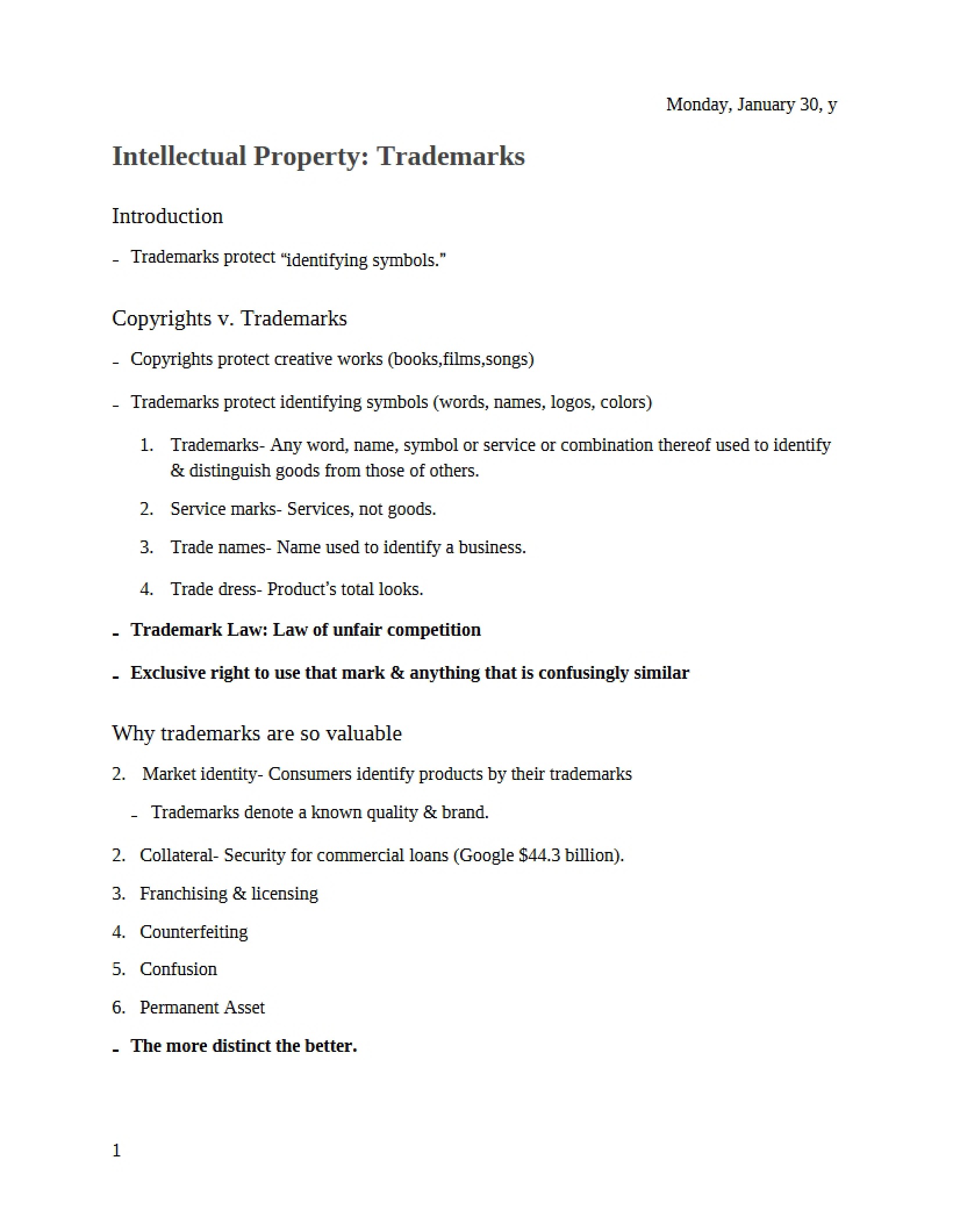 Trademarks and Intellectual Property