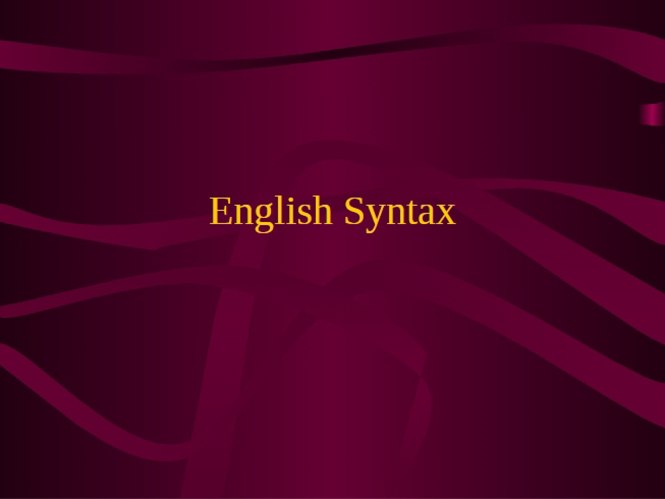 Syntax of the English Language