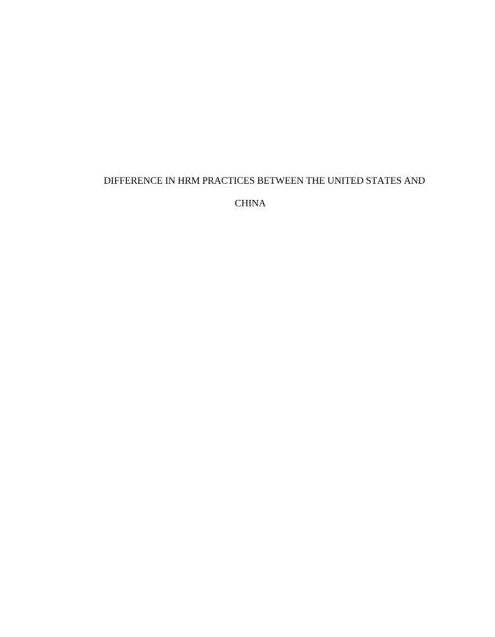 How HRM Practices Differ - US vs. China