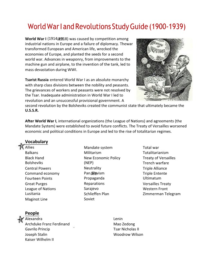 World War I - Causes, Weapons, Revolutions, and Impact