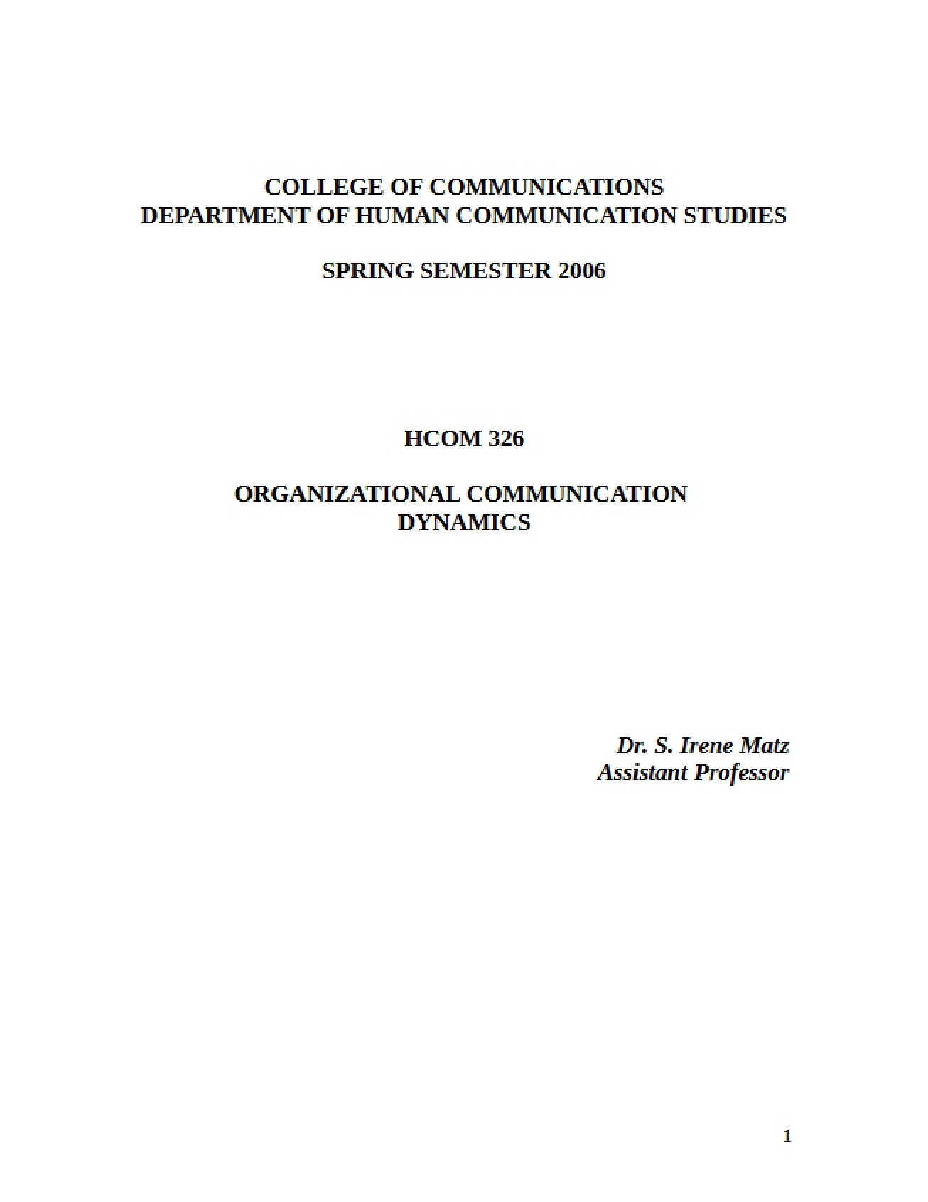 Org Comm Dynamics Syllabus