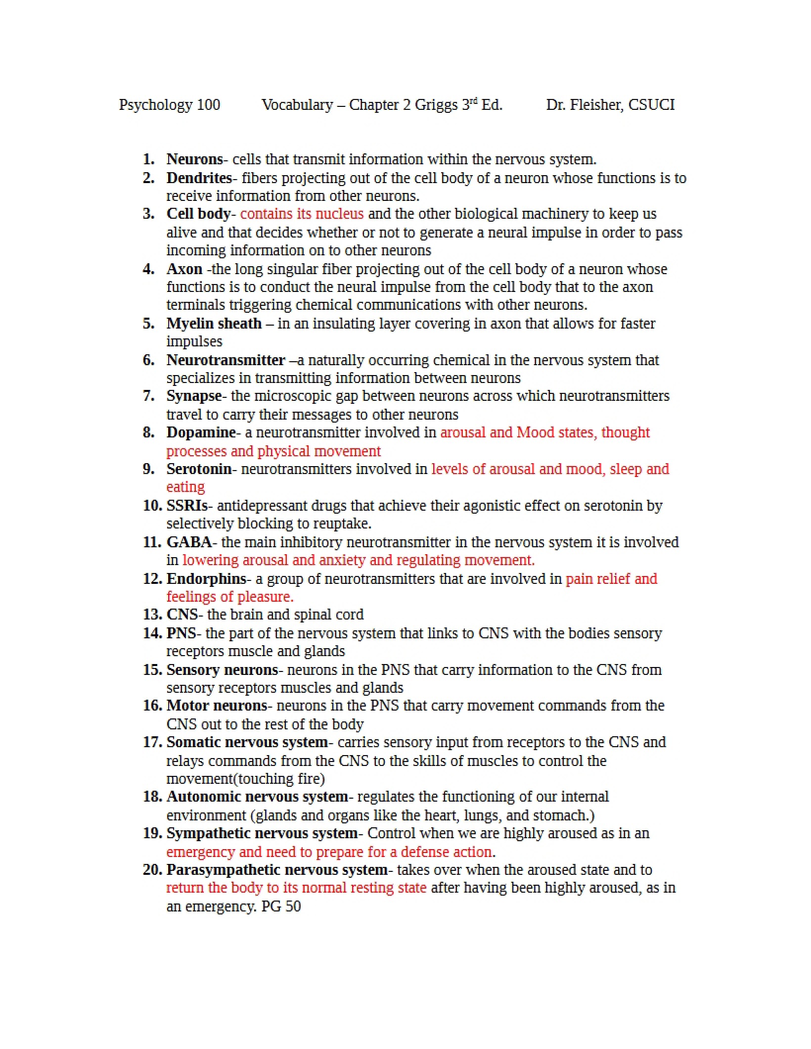 Psychology Vocabulary Set 2