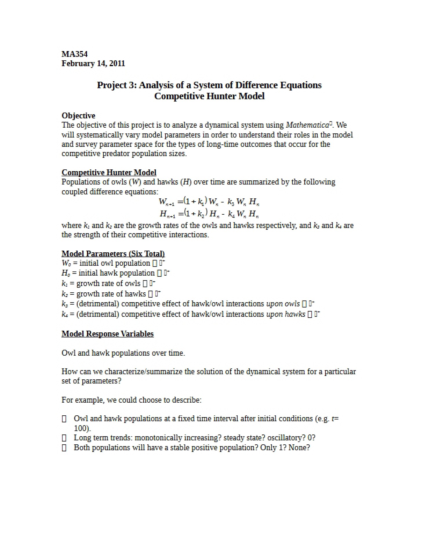Competitive Hunter Model Difference Equation System Analysis