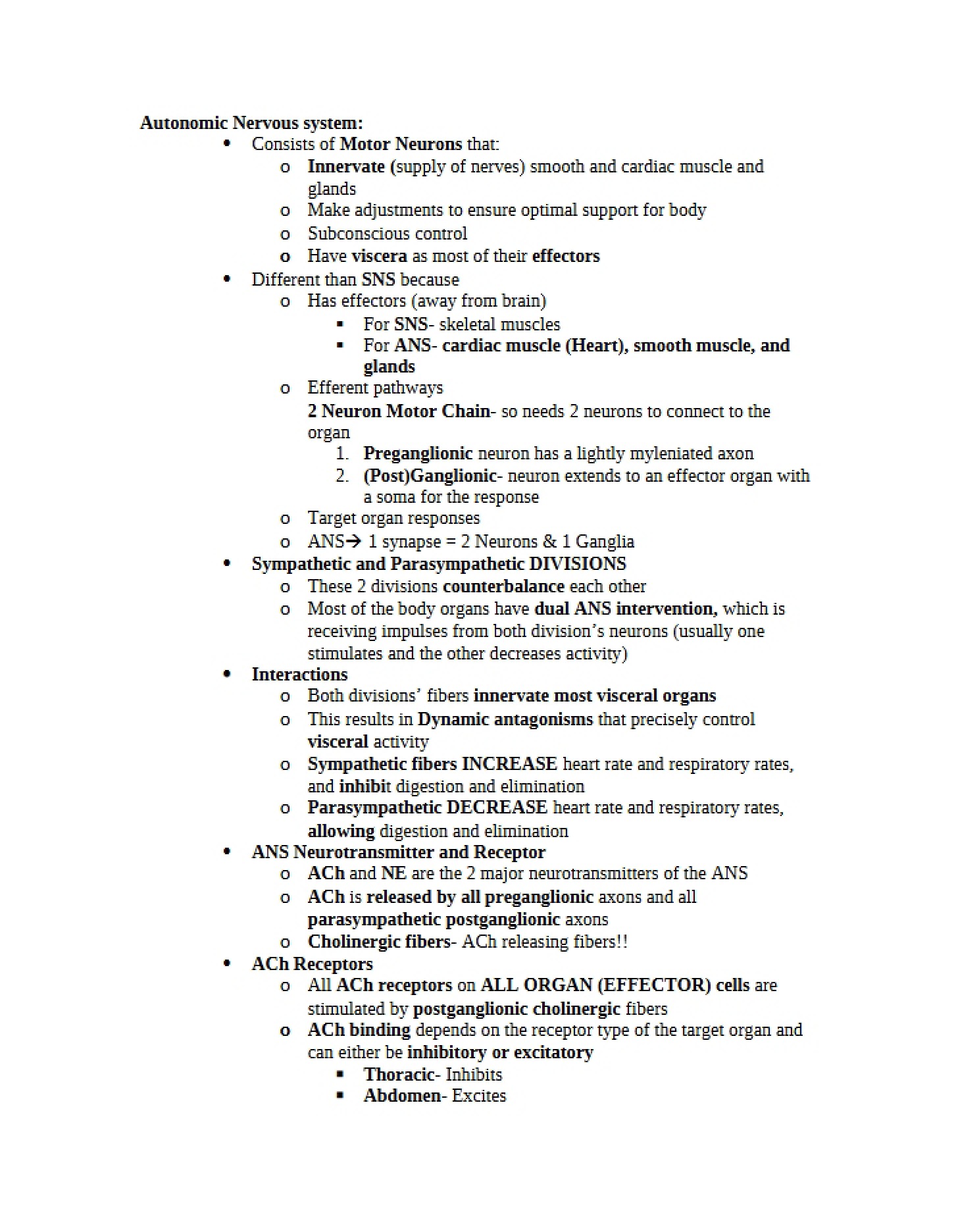 Structure of the Autonomic Nervous System